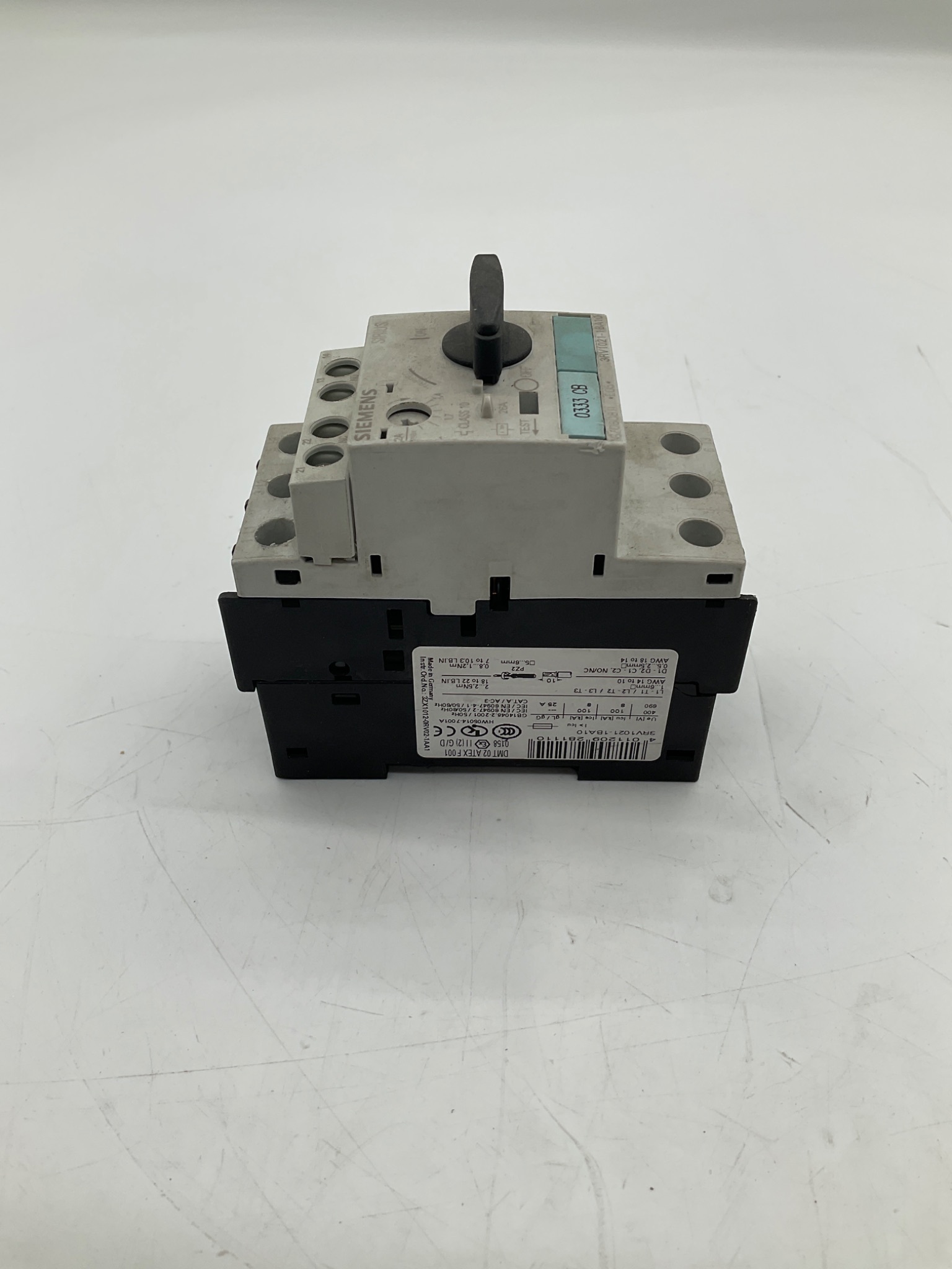 SIEMENS 3RV1021-1BA10 Motor Protection Circuit Breaker 1.4-2.0A USED 3