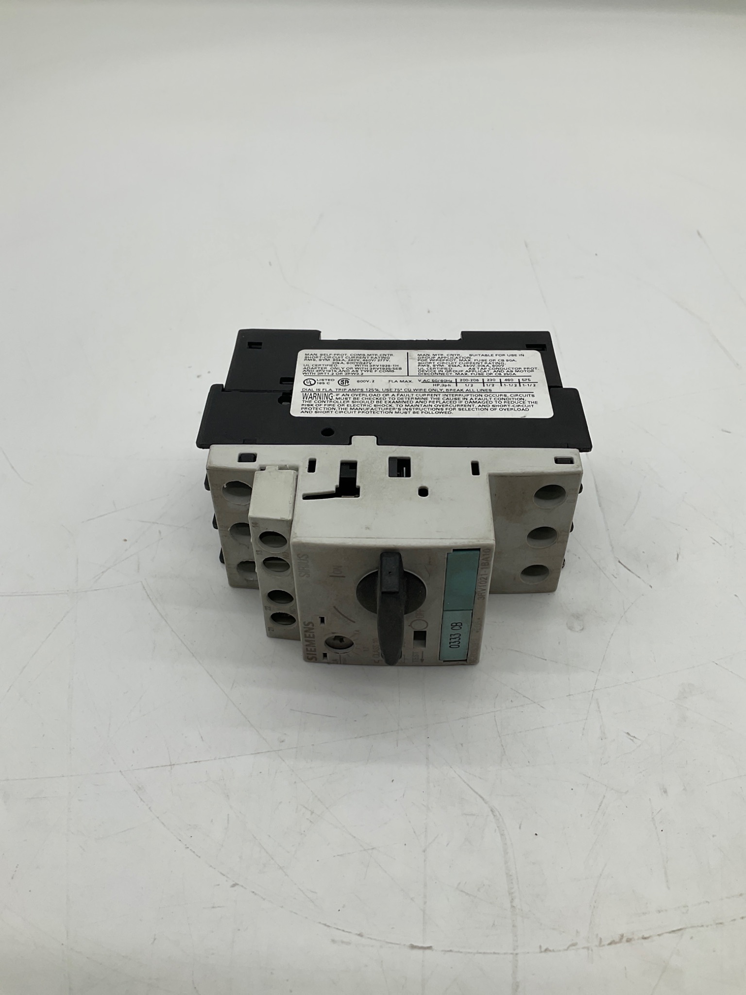 SIEMENS 3RV1021-1BA10 Motor Protection Circuit Breaker 1.4-2.0A USED 4