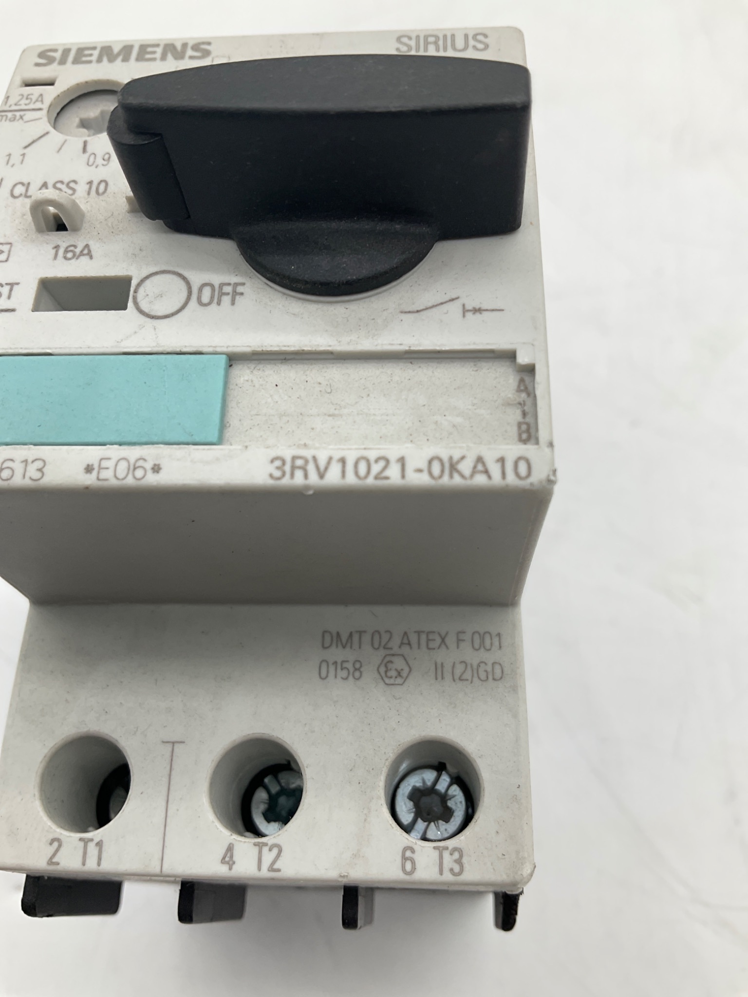 SIEMENS 3RV1021-0KA10 Motor Protection Circuit Breaker 0.9-1.25A USED 1
