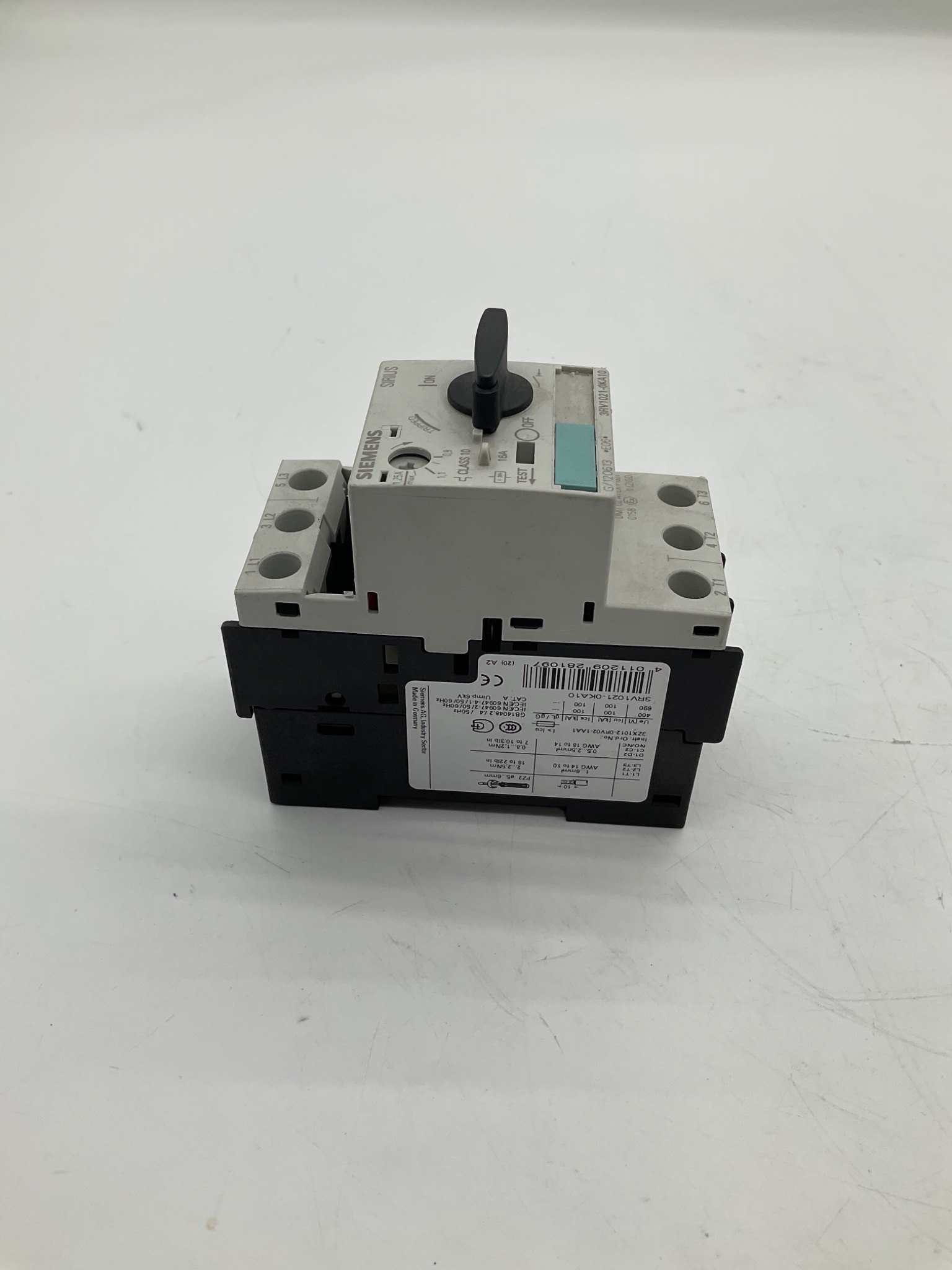 SIEMENS 3RV1021-0KA10 Motor Protection Circuit Breaker 0.9-1.25A USED 2
