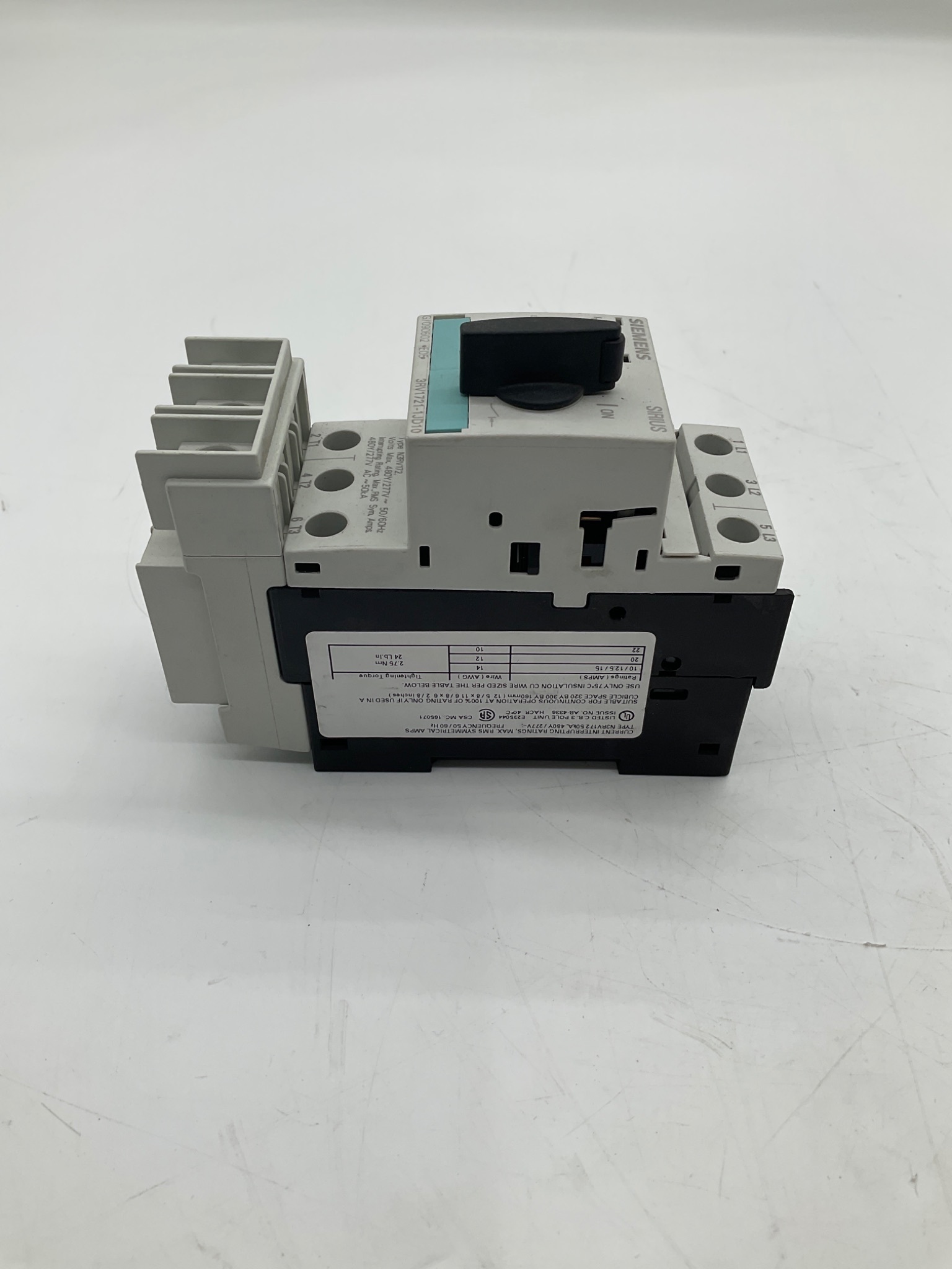 SIEMENS 3RV1721-1JD10 Molded Case Motor Starter Protector 10A USED 5