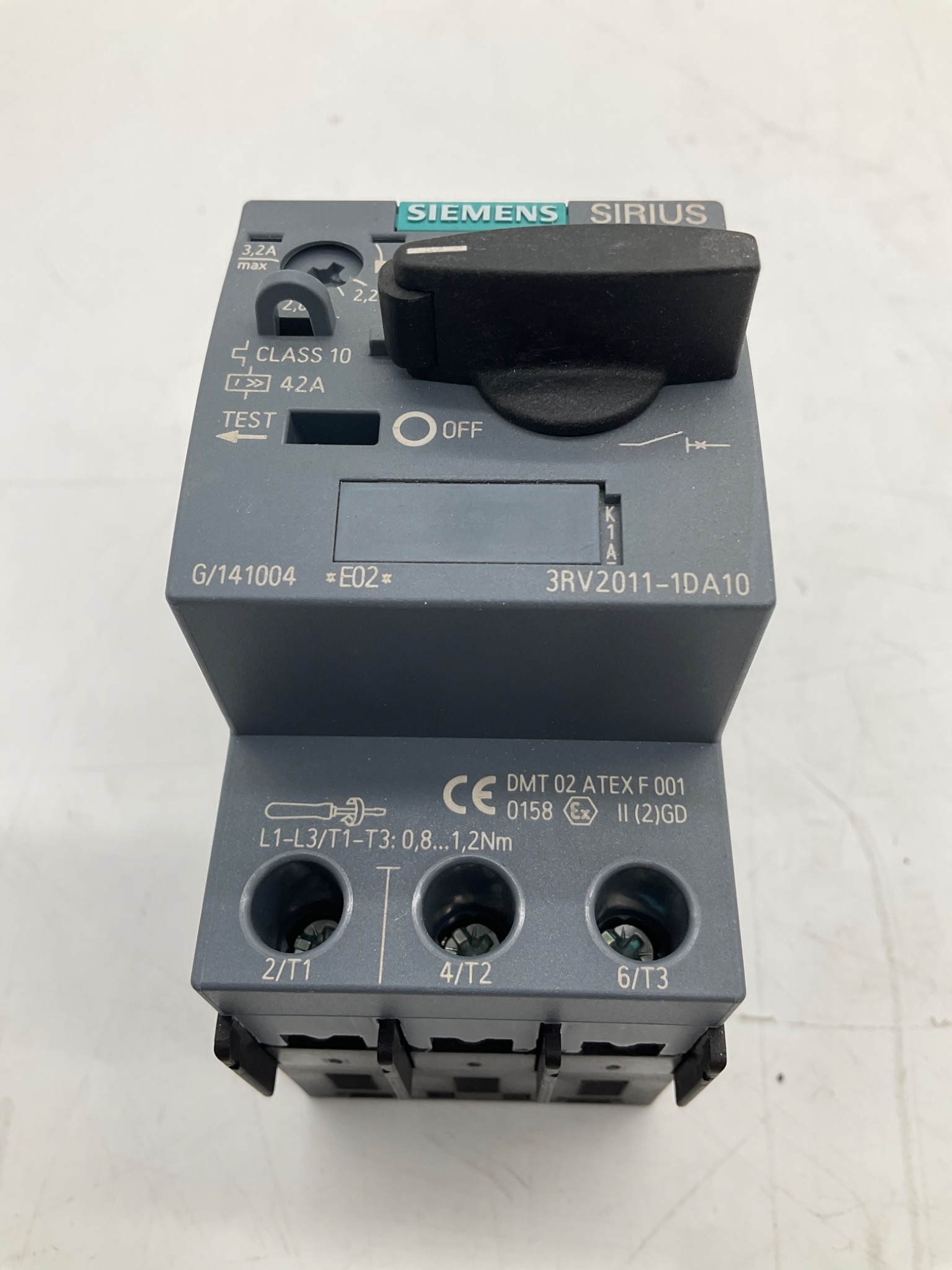 SIEMENS 3RV2011-1DA10 Motor Protection Circuit Breaker 2.2-3.2A USED 2