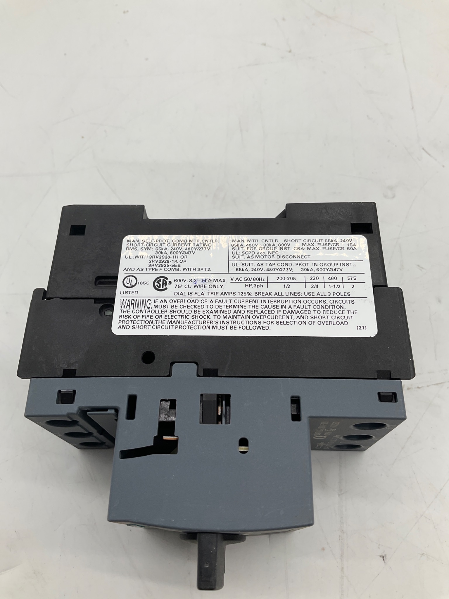 SIEMENS 3RV2011-1DA10 Motor Protection Circuit Breaker 2.2-3.2A USED 3