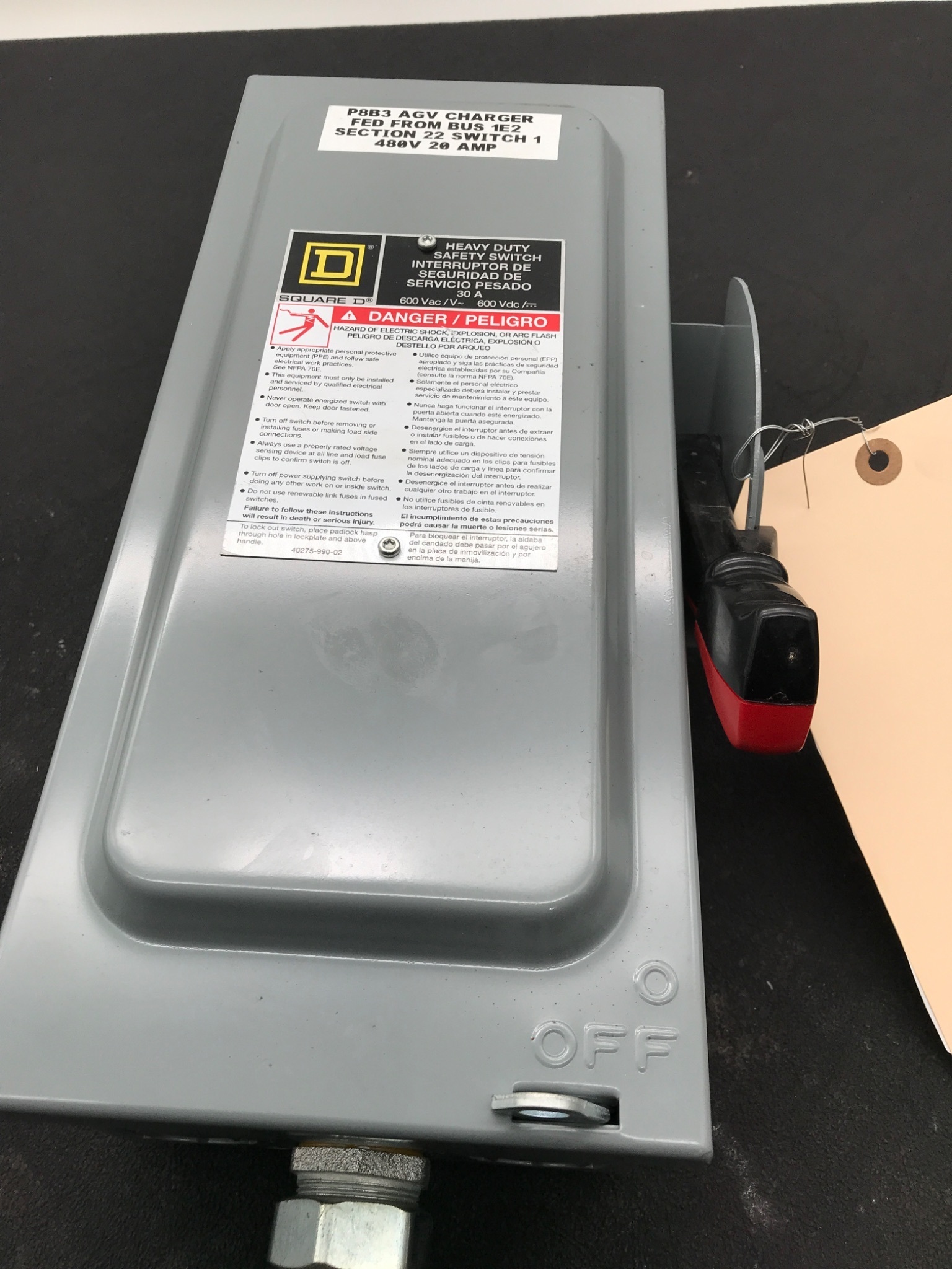 SQUARE D HU361 F05 HEAVY DUTY SAFETY SWITCH 30A 600V USED 1