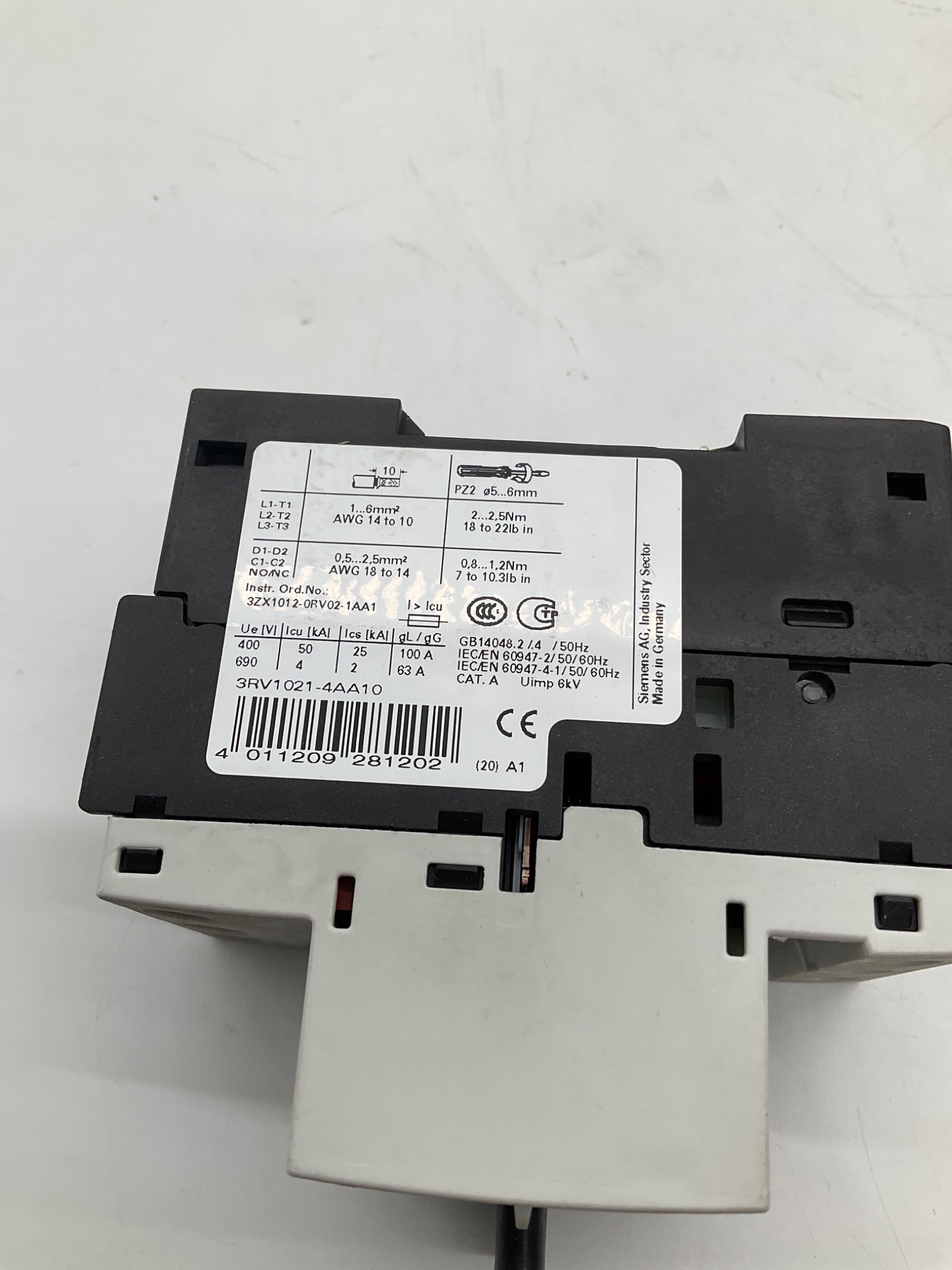 SIEMENS 3RV1021-4AA10 Motor Protection Circuit Breaker 11-16A USED 2