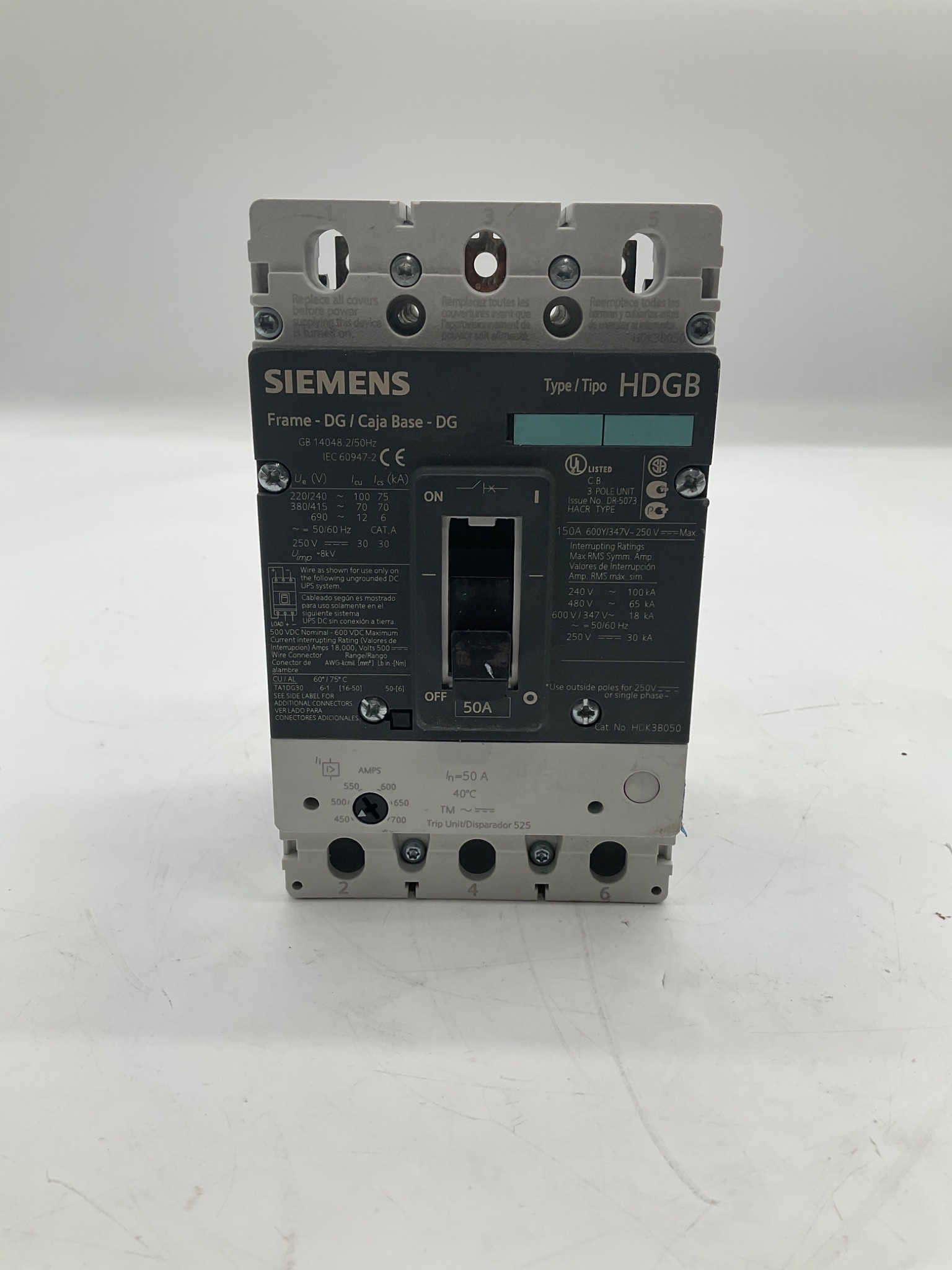 SIEMENS 3VL2515-3RR30-0AA0 HDGB Molded Case Circuit Breaker 50A 3 Pole USED 0