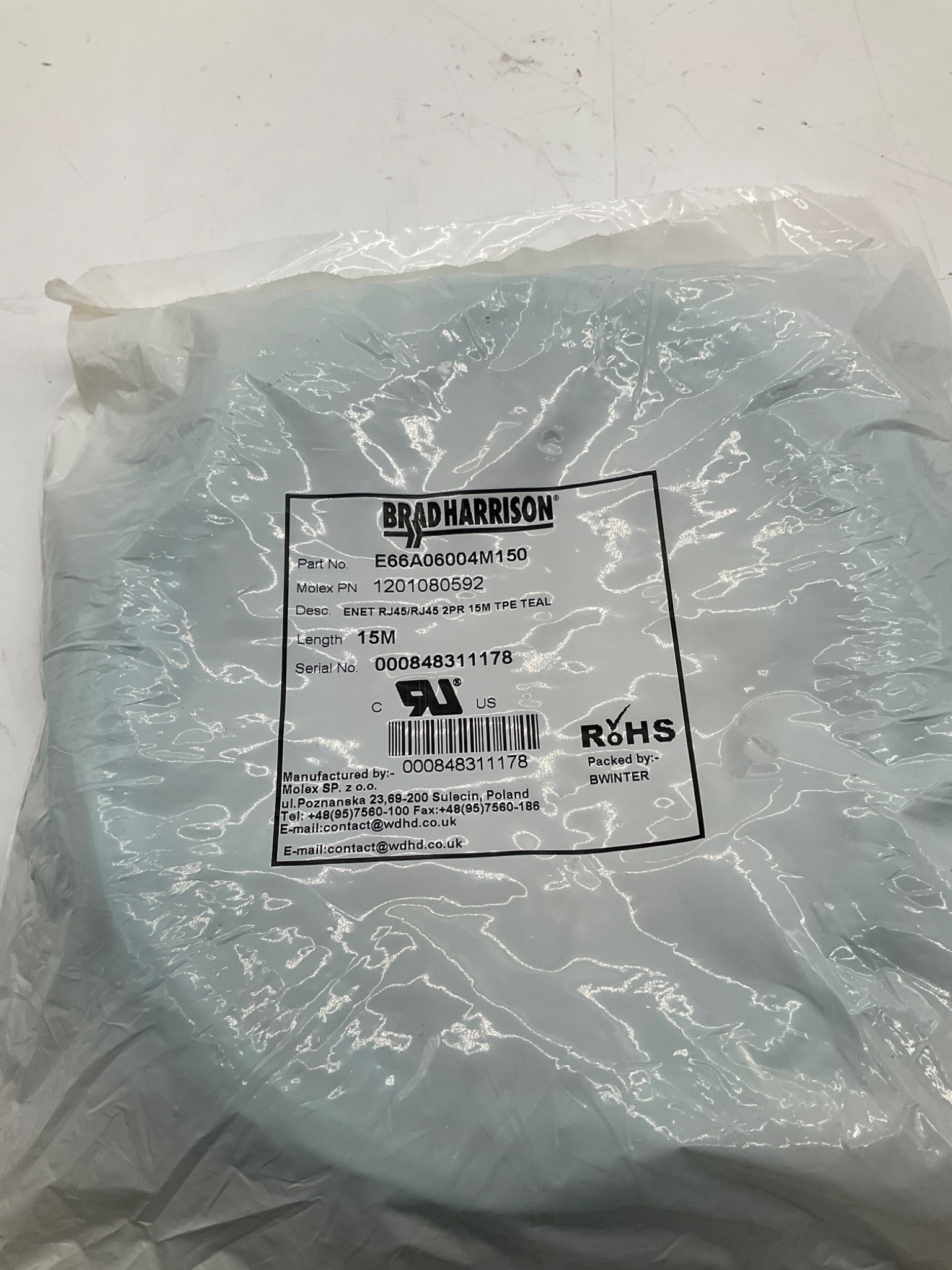 Brad Harrison E66A06004M150 RJ45 Ethernet Cable 15M NEW 1