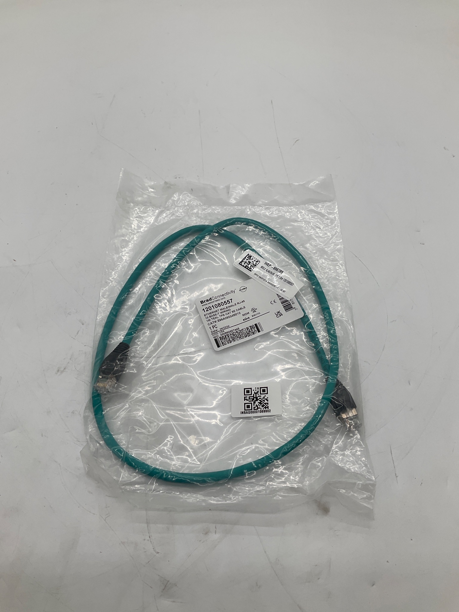 MOLEX 1201080557 RJ45 Ethernet Patch Cable 1M CAT5E NEW 0