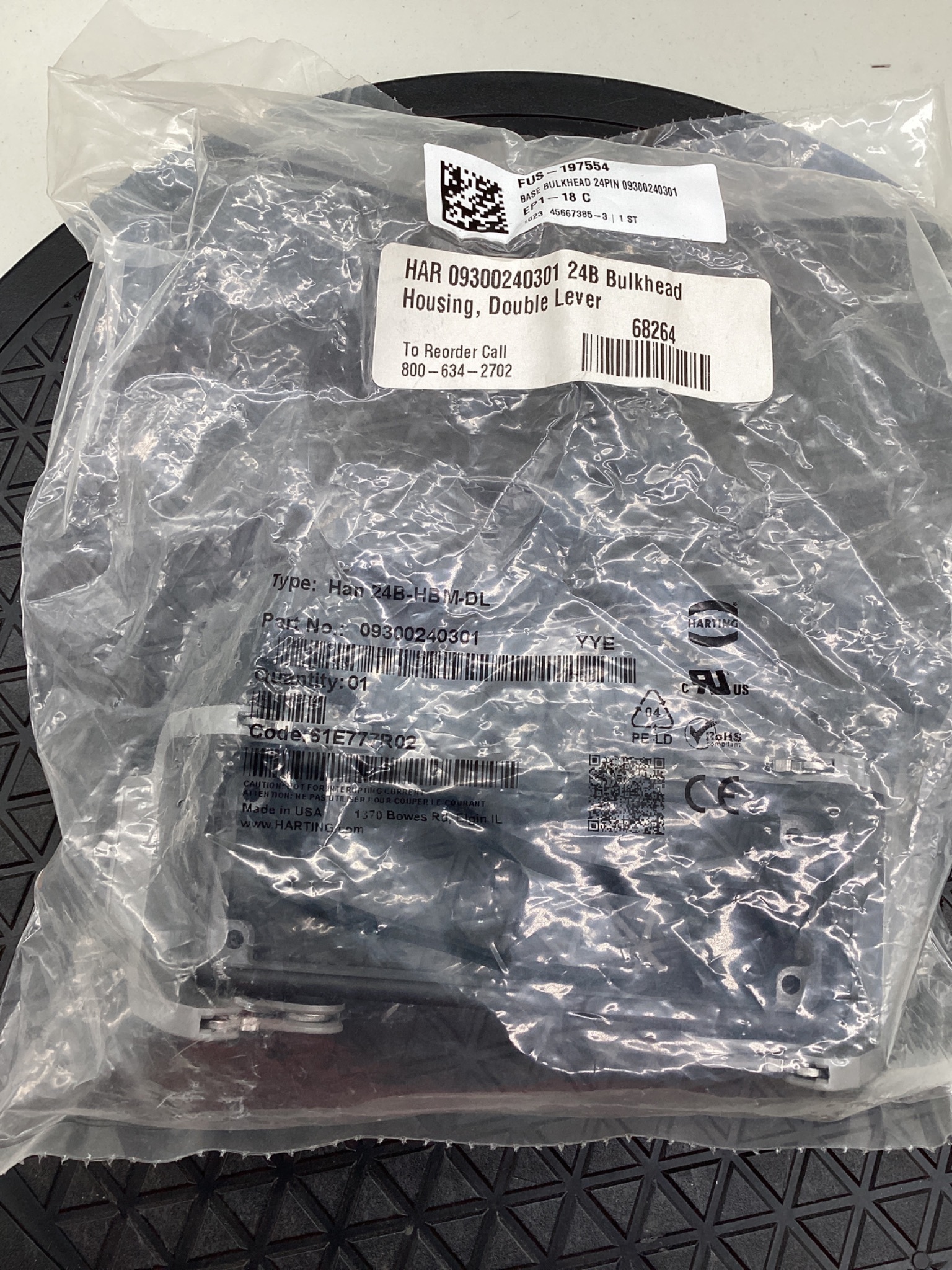HARTING 09300240301 Han 24B Bulkhead Housing Double Lever NEW 1