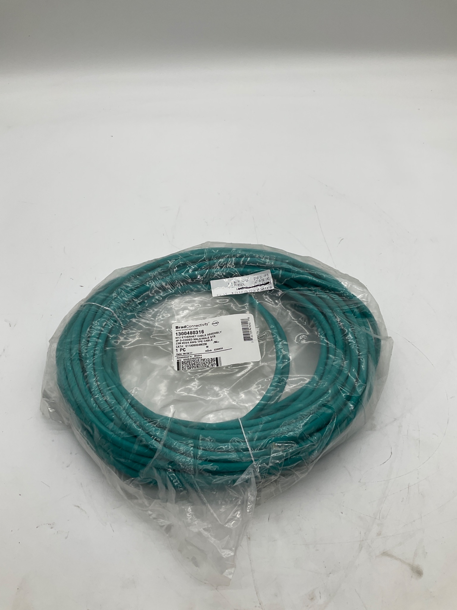 MOLEX 1300480316 M12 D-Coded Ethernet Cable 23M NEW 0