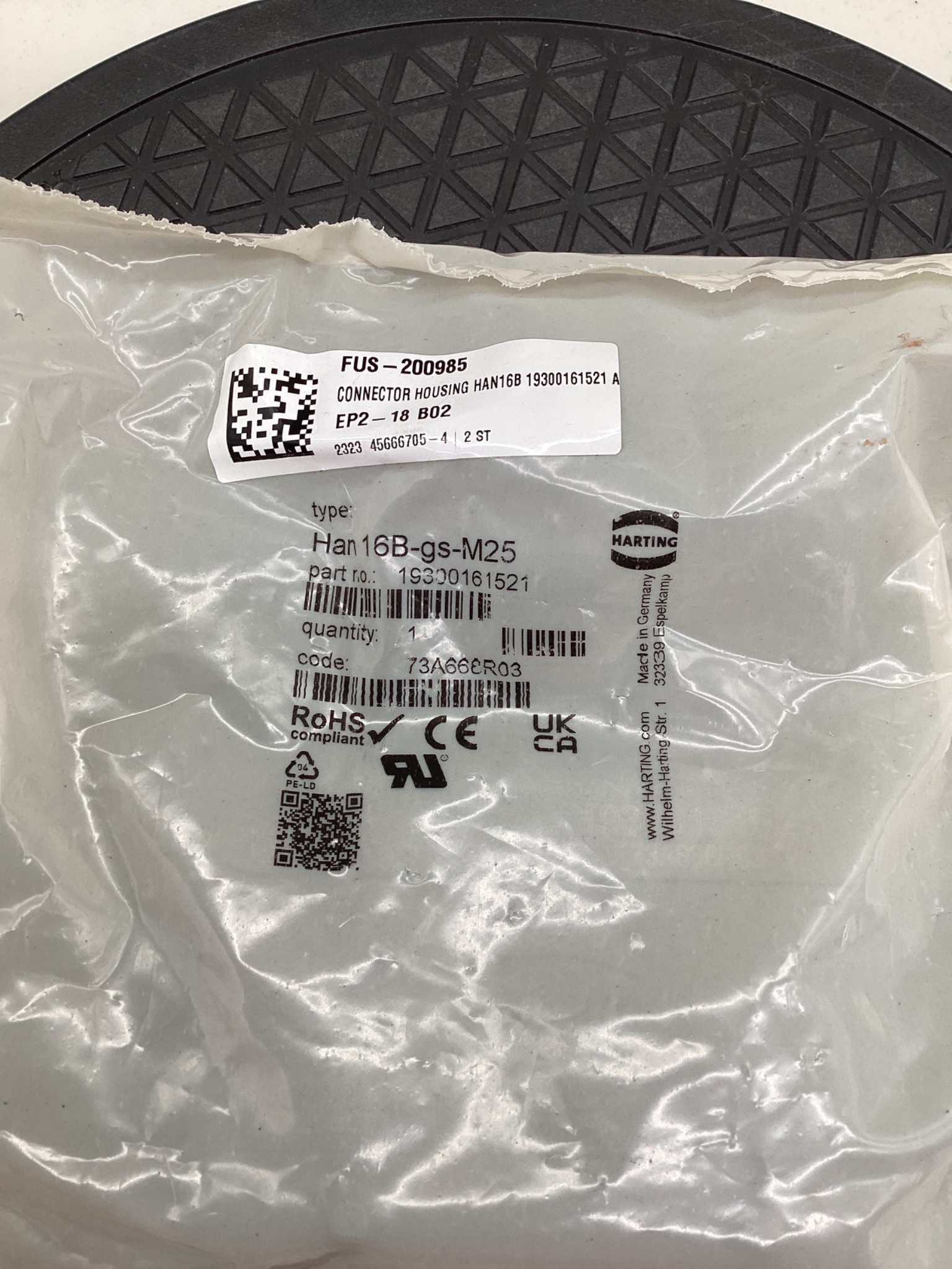 HARTING 19300161521 Han 16B-GS-M25 Connector Housing NEW 1