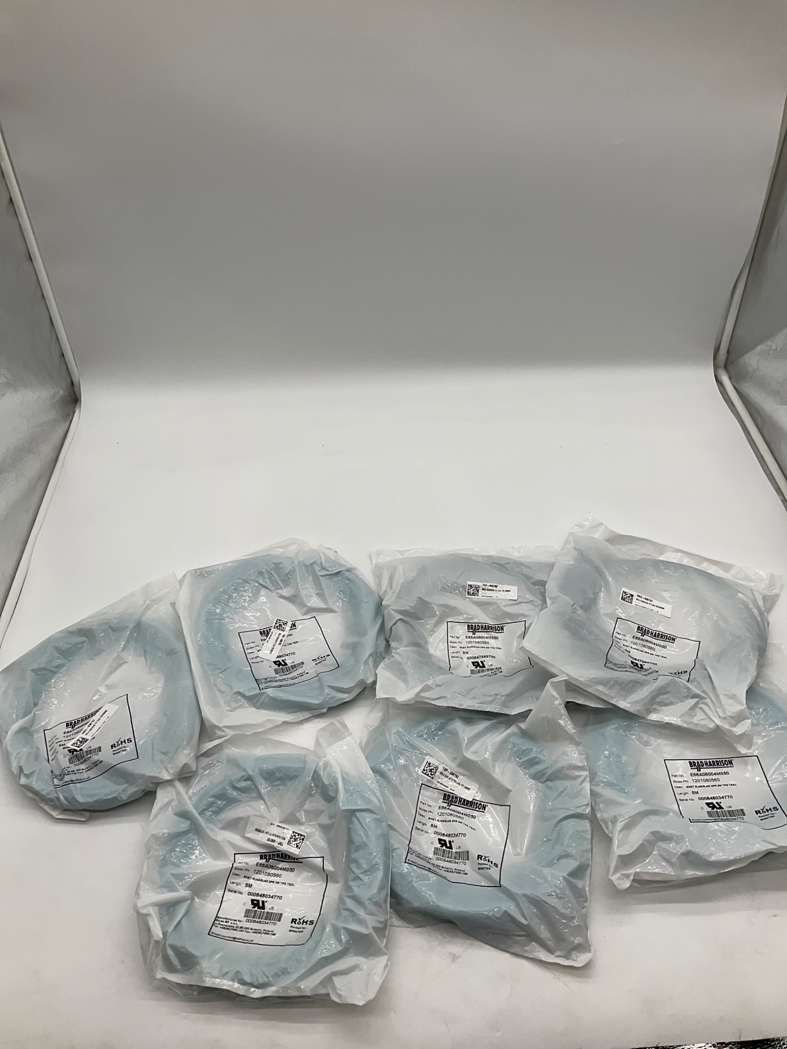 BRAD HARRISON E66A06004M050 RJ45 Ethernet Cable 5M (Lot Of 7) NEW 2