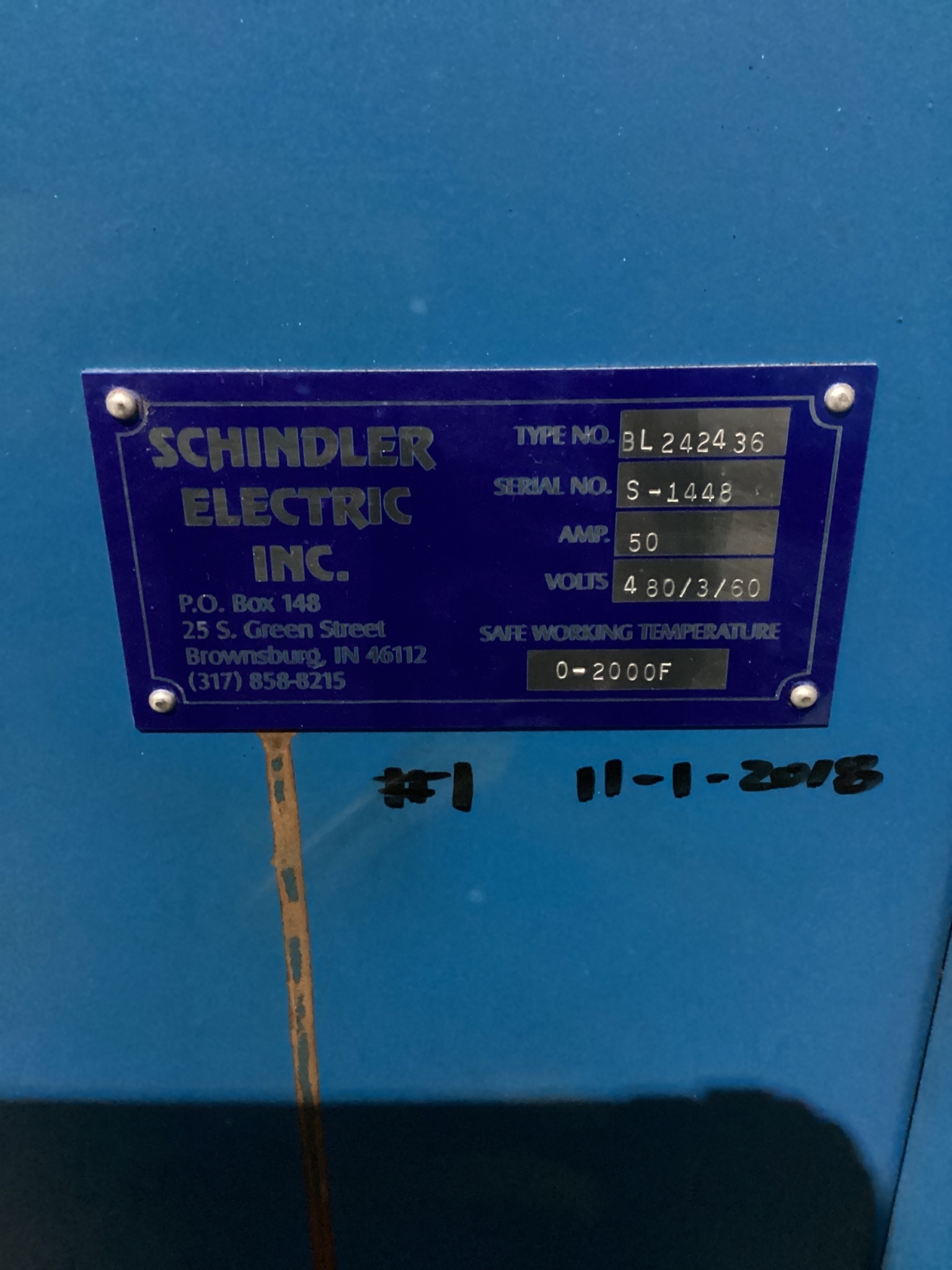 SCHINDLER ELECTRIC INC BL242436 Burn-Off Oven USED 3