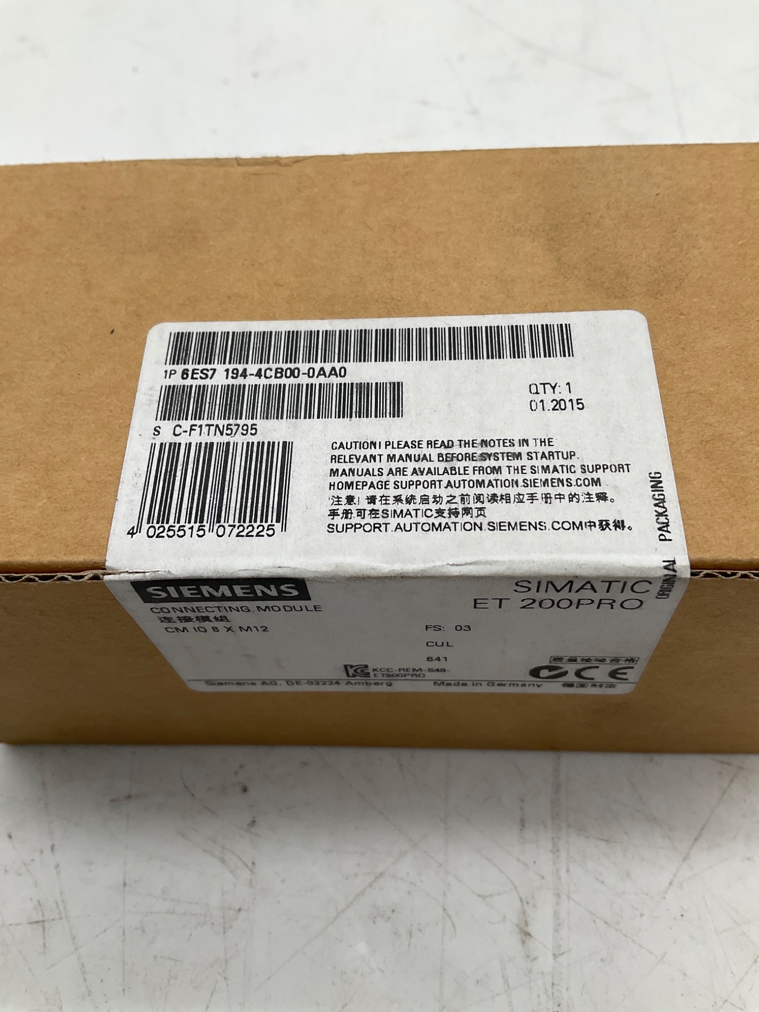 SIEMENS 6ES7 194-4CB00-0AA0 SIMATIC ET 200pro Connecting Module NEW 1