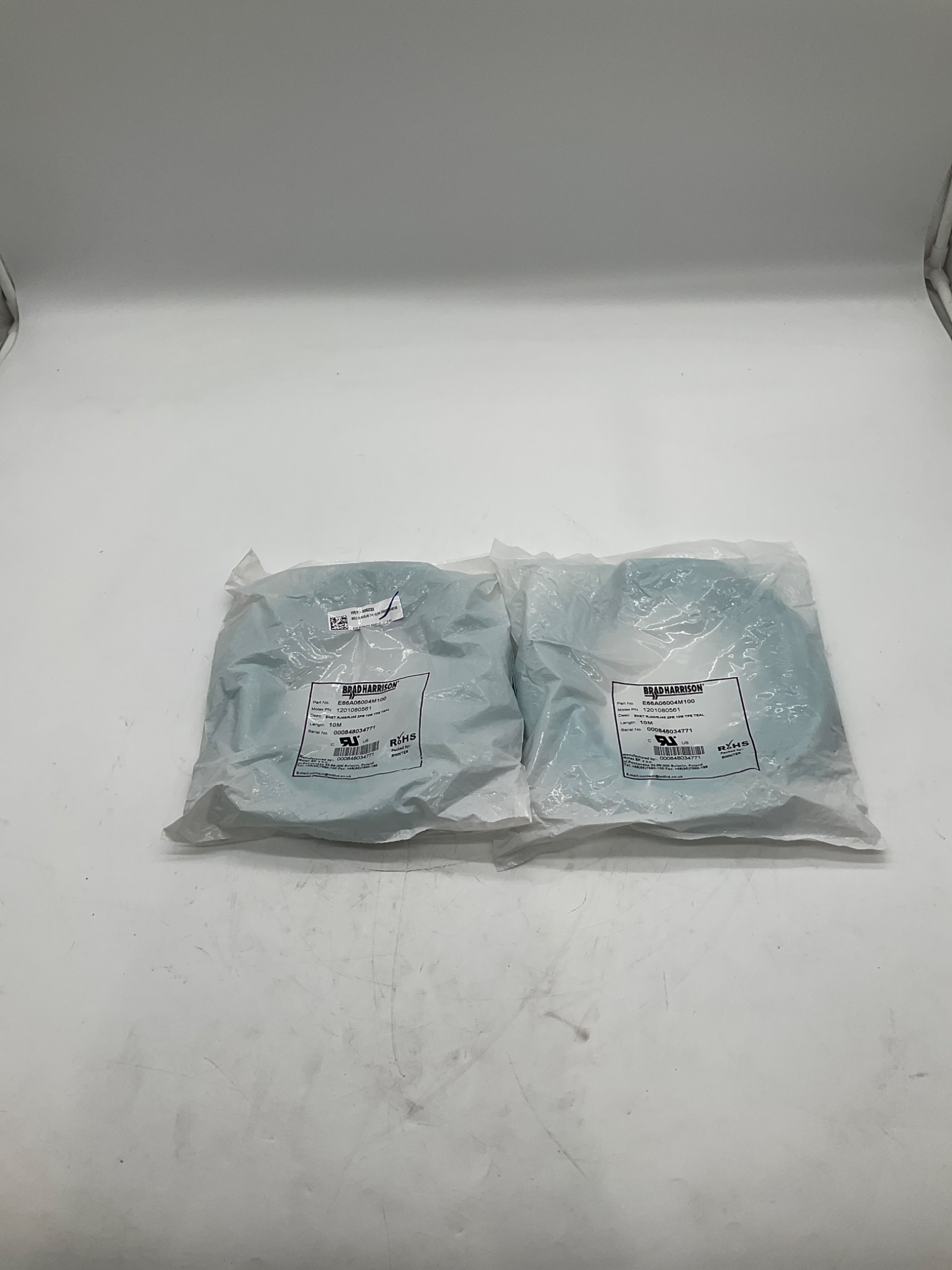 BRAD HARRISON E66A06004M100 RJ45 Ethernet Cable 10M (LOT OF 2) NEW 0