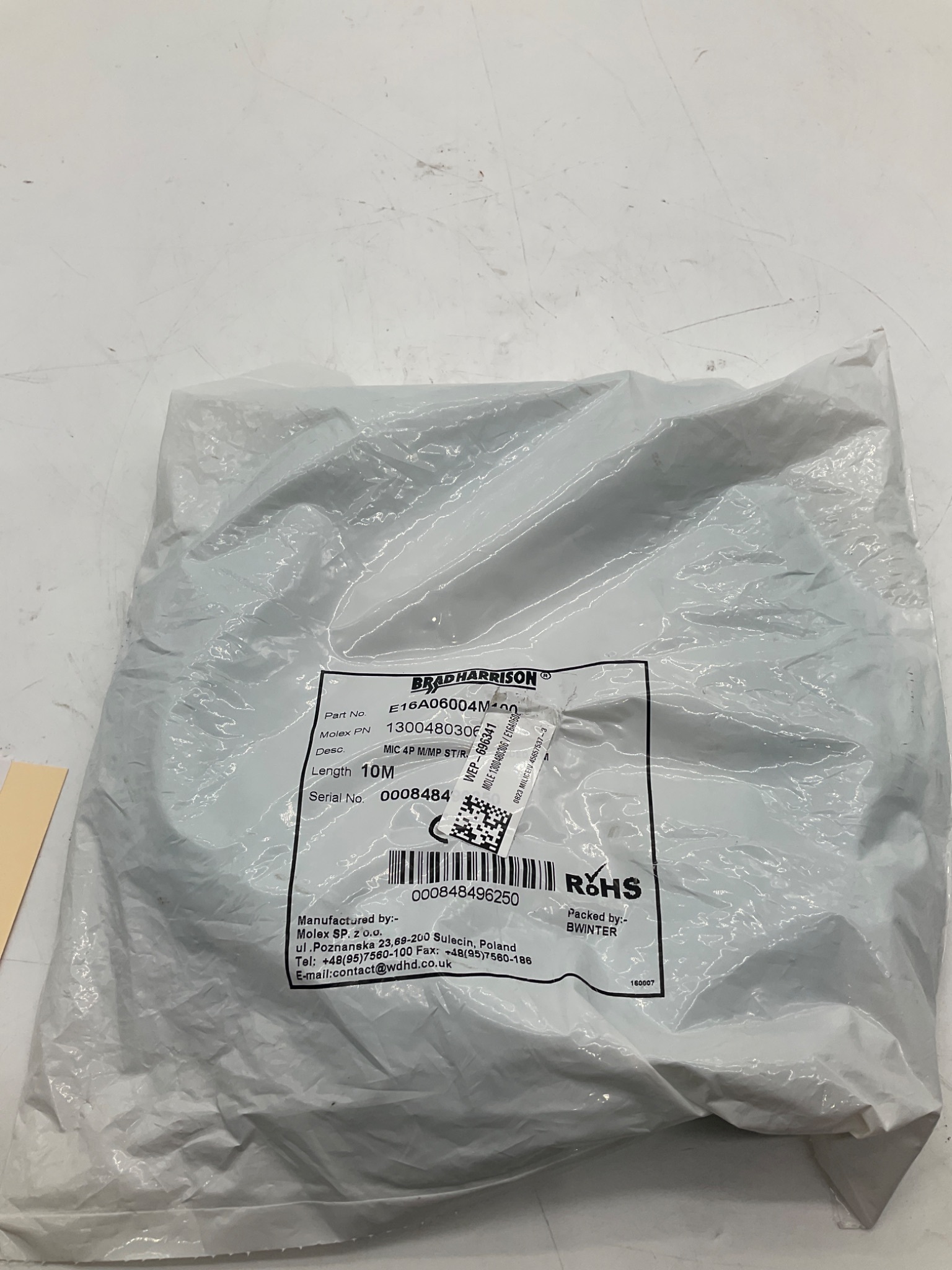 BRAD HARRISON E16A06004M100 M12 To RJ45 Ethernet Cordset 10M NEW 0