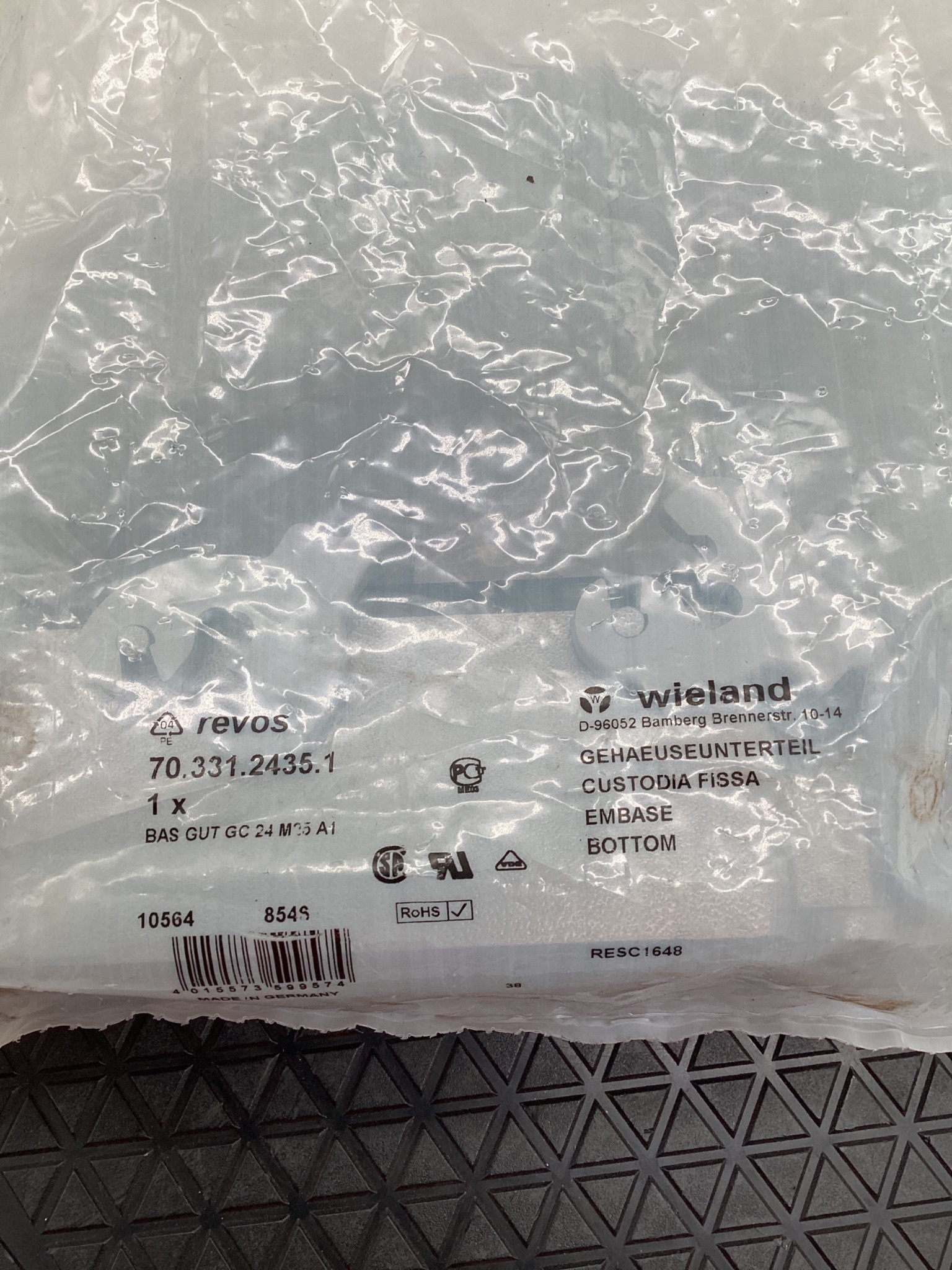 WIELAND 70.331.2435.1 Revos BAS GUT GC 24 M25 A1 Connector Base NEW 1