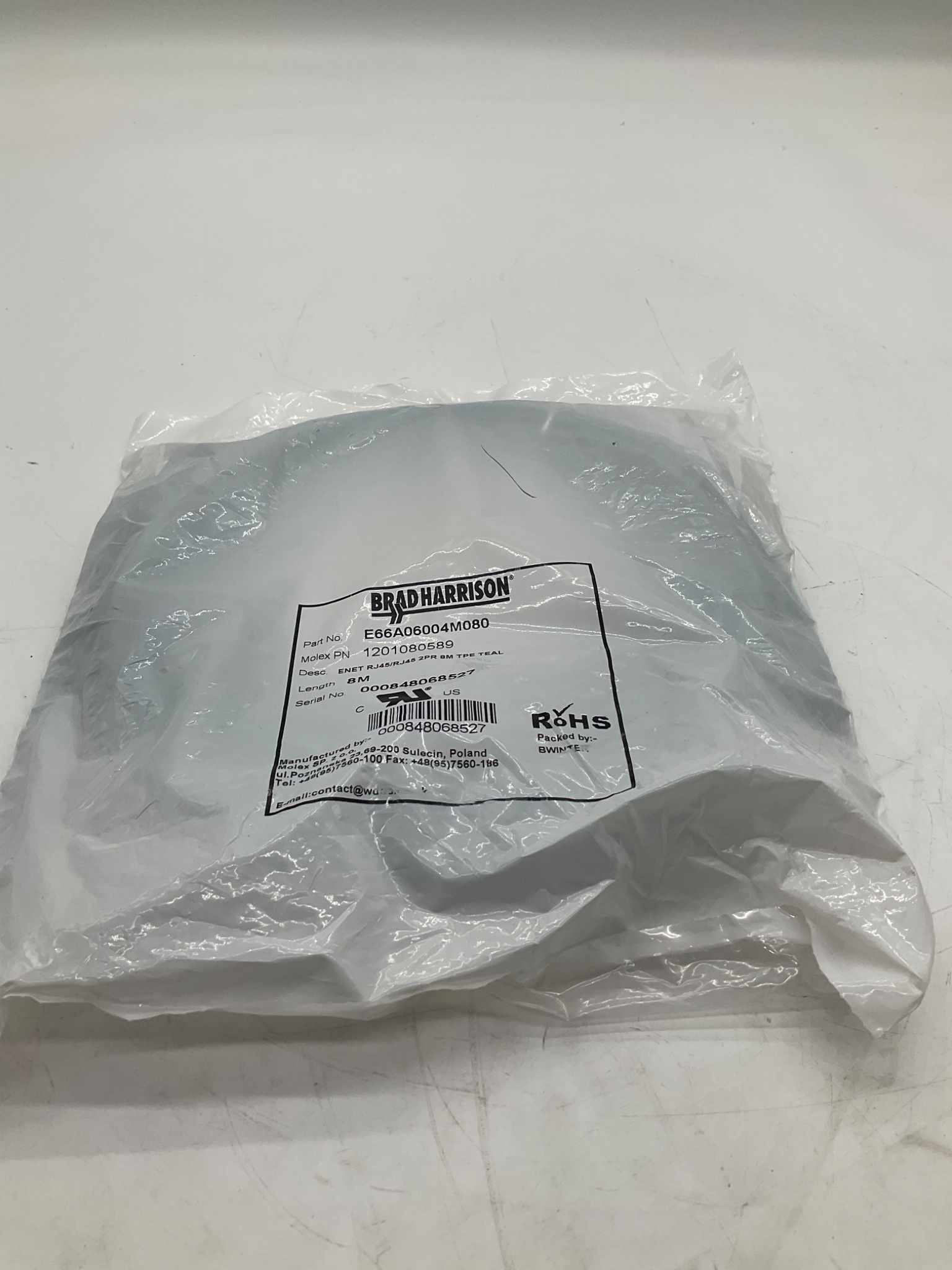 BRAD HARRISON E66A06004M080 RJ45 Ethernet Cable 8M NEW 1