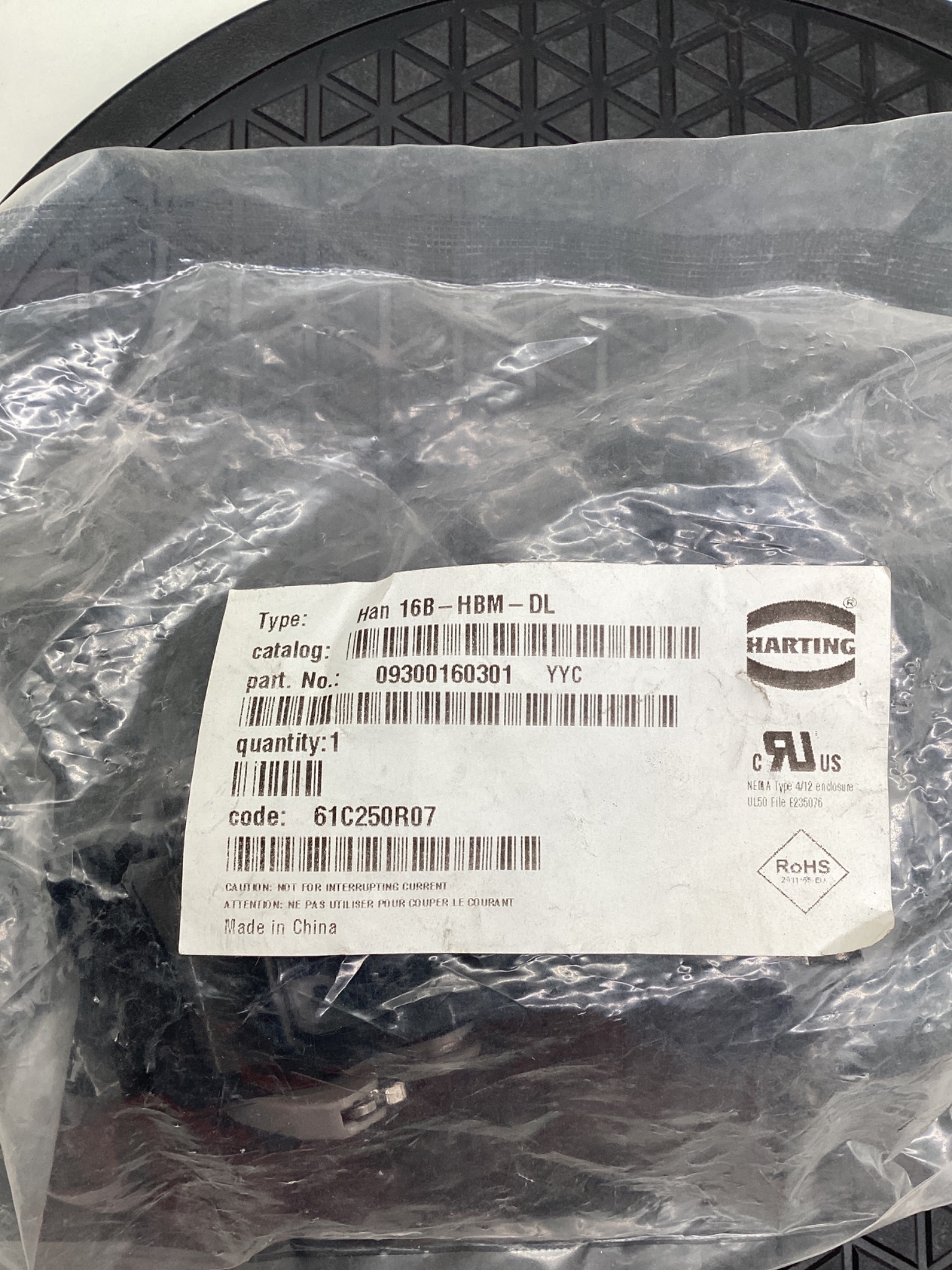 HARTING 09300160301 Han 16B-HBM-DL Surface Mount Housing NEW 1
