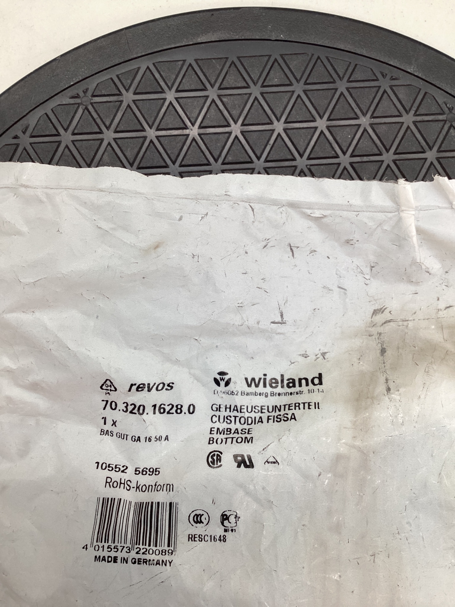 WIELAND 70.320.1628.0 Revos BAS GUT GA 16 50A Base Housing NEW 1