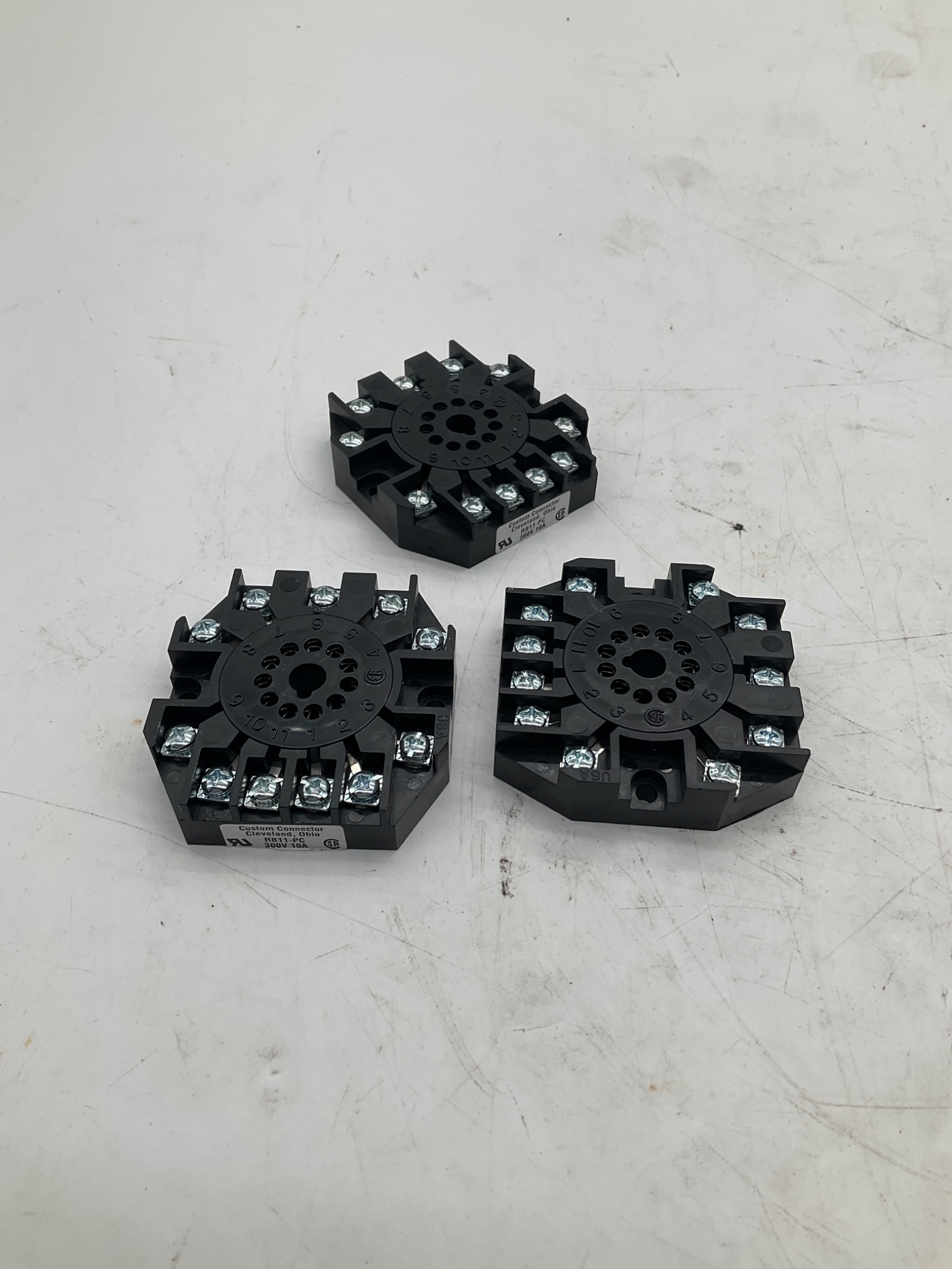 GEMS SENSORS RB11-PC 11-Pin Octal Relay Socket 300V 10A (Lot of 3) NEW 2