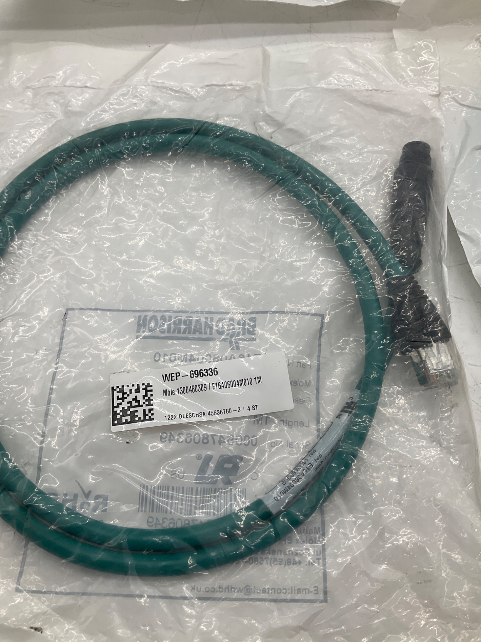 BRAD HARRISON E16A06004M010 M12 To RJ45 Ethernet Cordset 1M (Lot Of 4) NEW 2