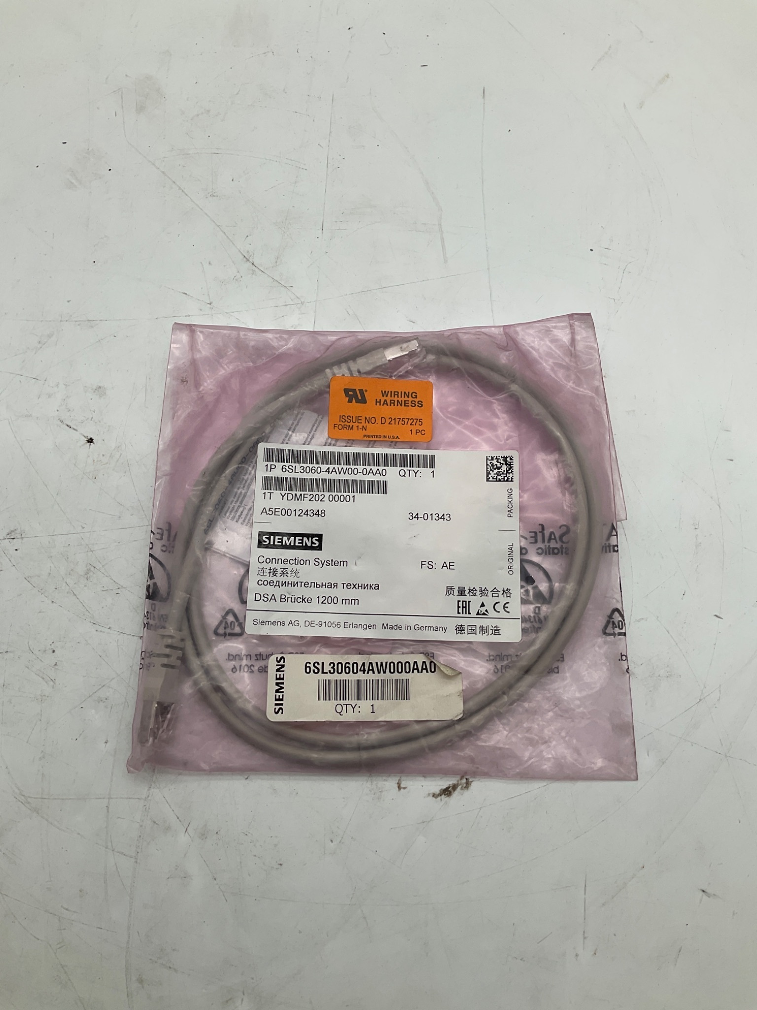 SIEMENS 6SL3060-4AW00-0AA0 SINAMICS DSA Bridge Cable 1200mm NEW 0