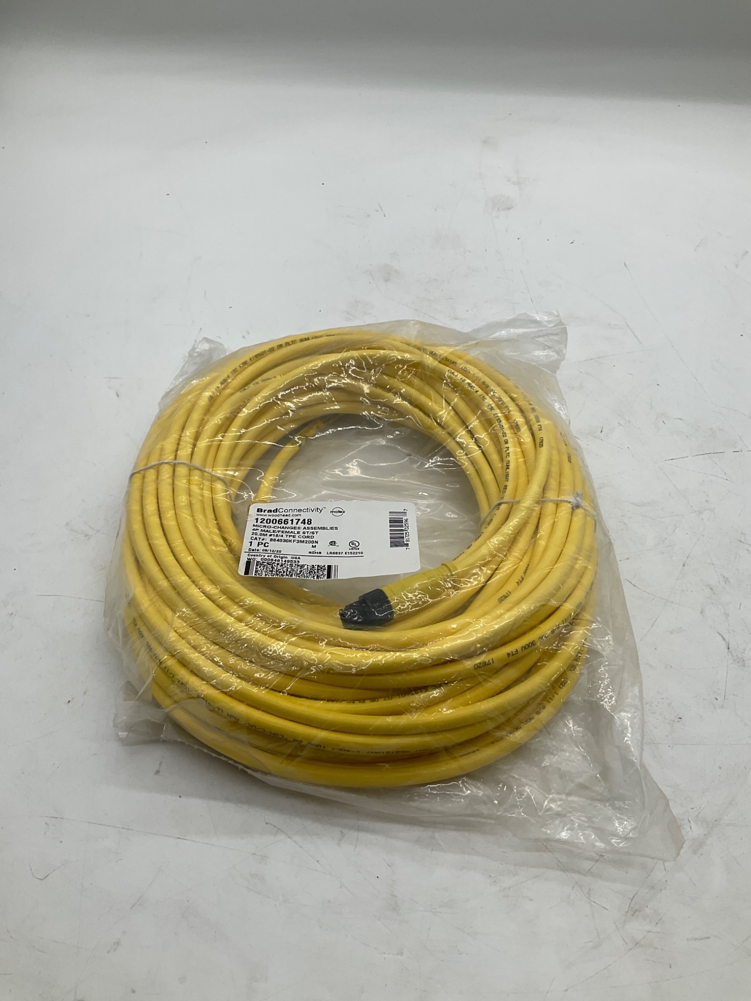 BRAD CONNECTIVITY 1200661748 Micro-Change Cordset 20M NEW 0