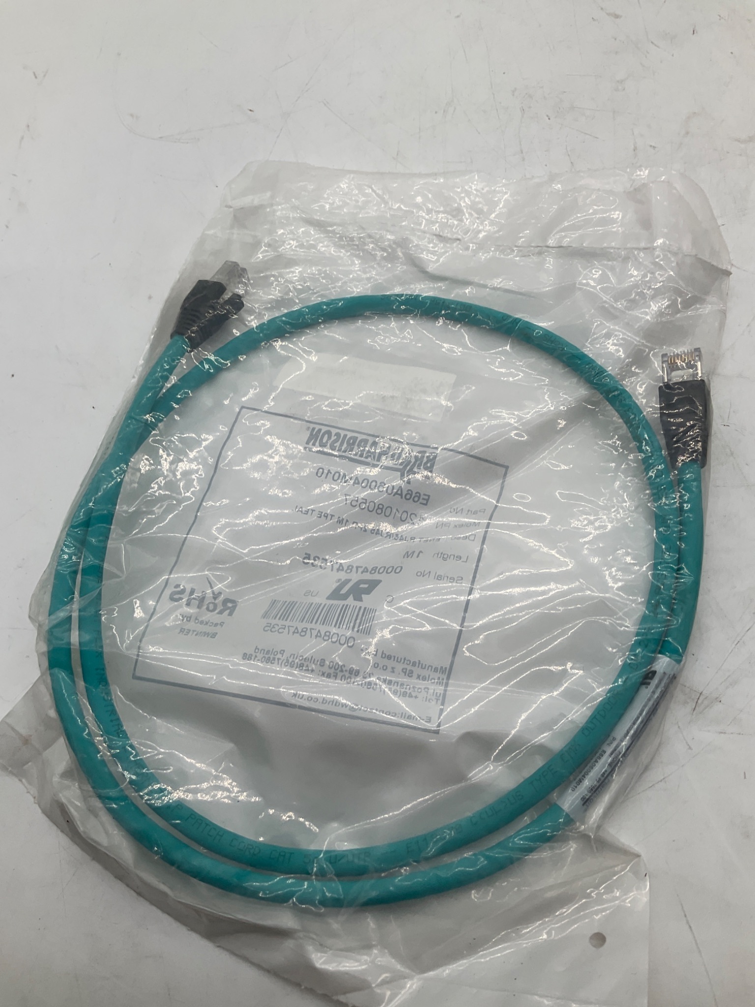 BRAD HARRISON E66A06004M010 RJ45 To RJ45 Ethernet Cordset 1M NEW 2