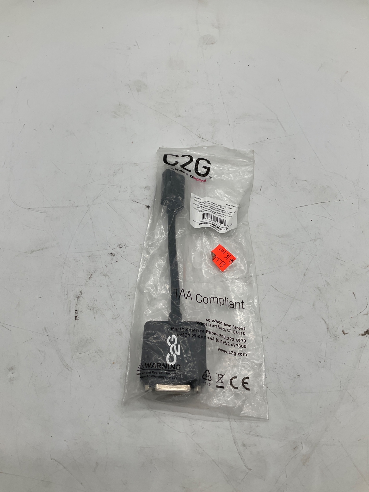 LEGRAND C2G 54321 DisplayPort to DVI-D Adapter Converter NEW 0