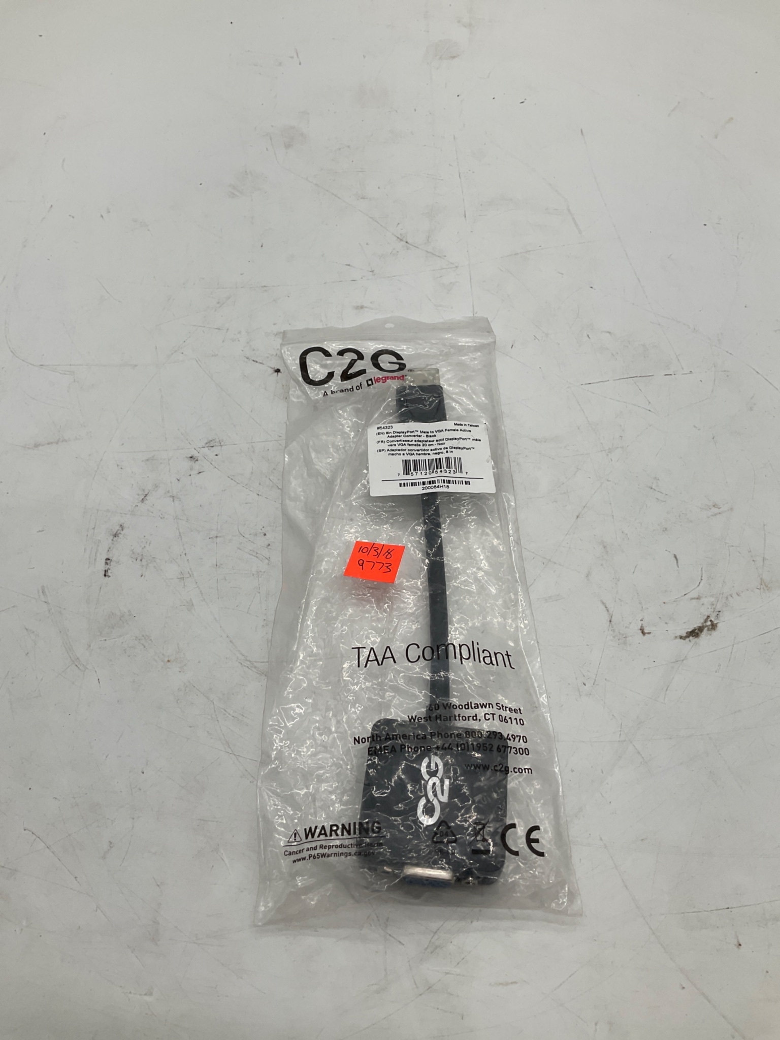 LEGRAND C2G 54323 DisplayPort to VGA Active Adapter Converter NEW 0