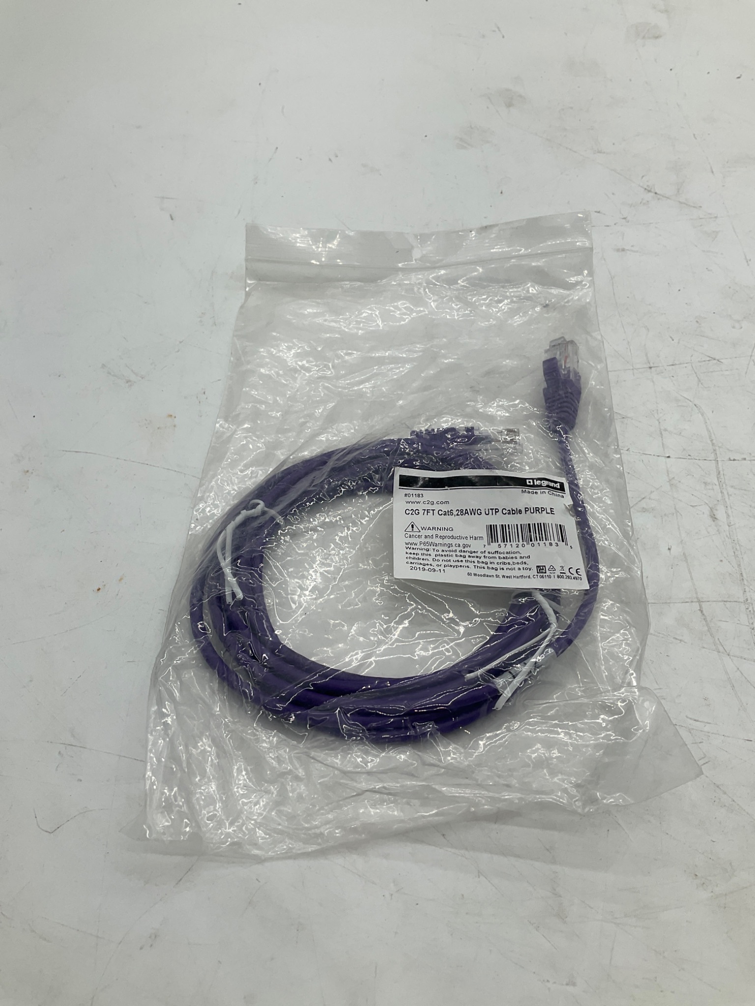 LEGRAND C2G 01183 Cat6 Ethernet Patch Cable 7ft Purple NEW 0