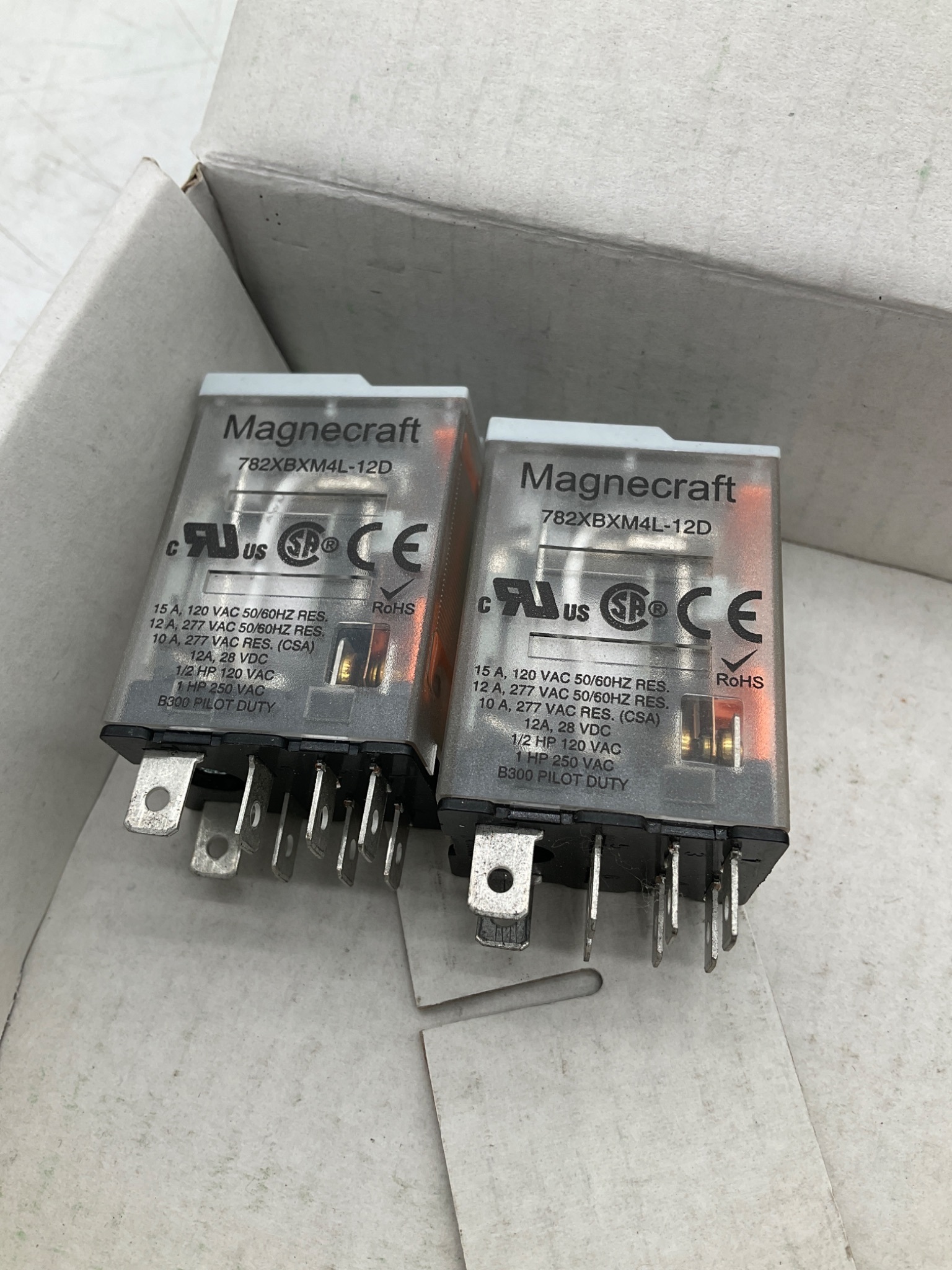 Schneider Electric 782XBXM4L-12D DPDT Power Relay 12VDC 15A (Lot of 2) NEW 0