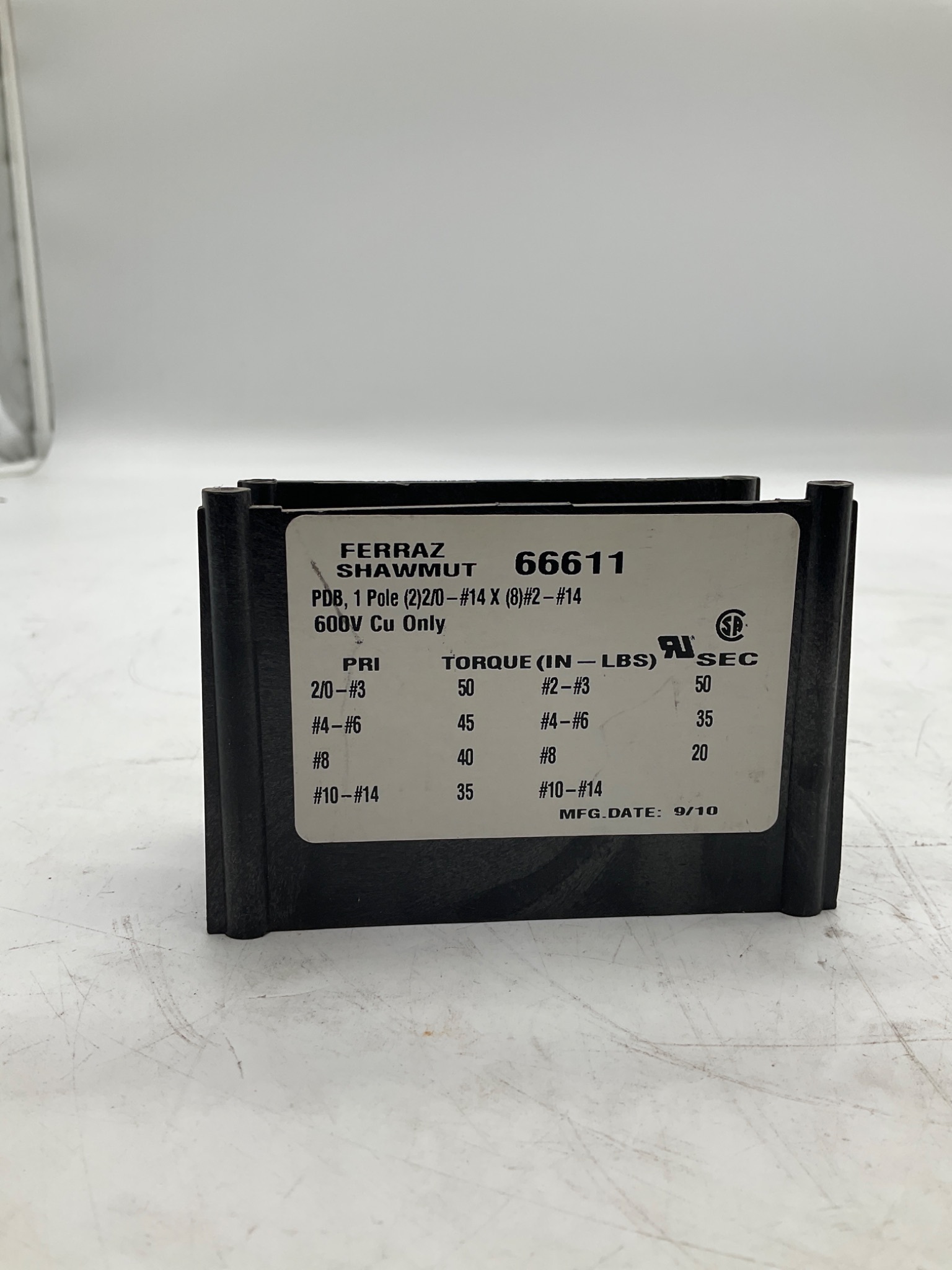 Ferraz Shawmut 66611 Power Distribution Block USED 0