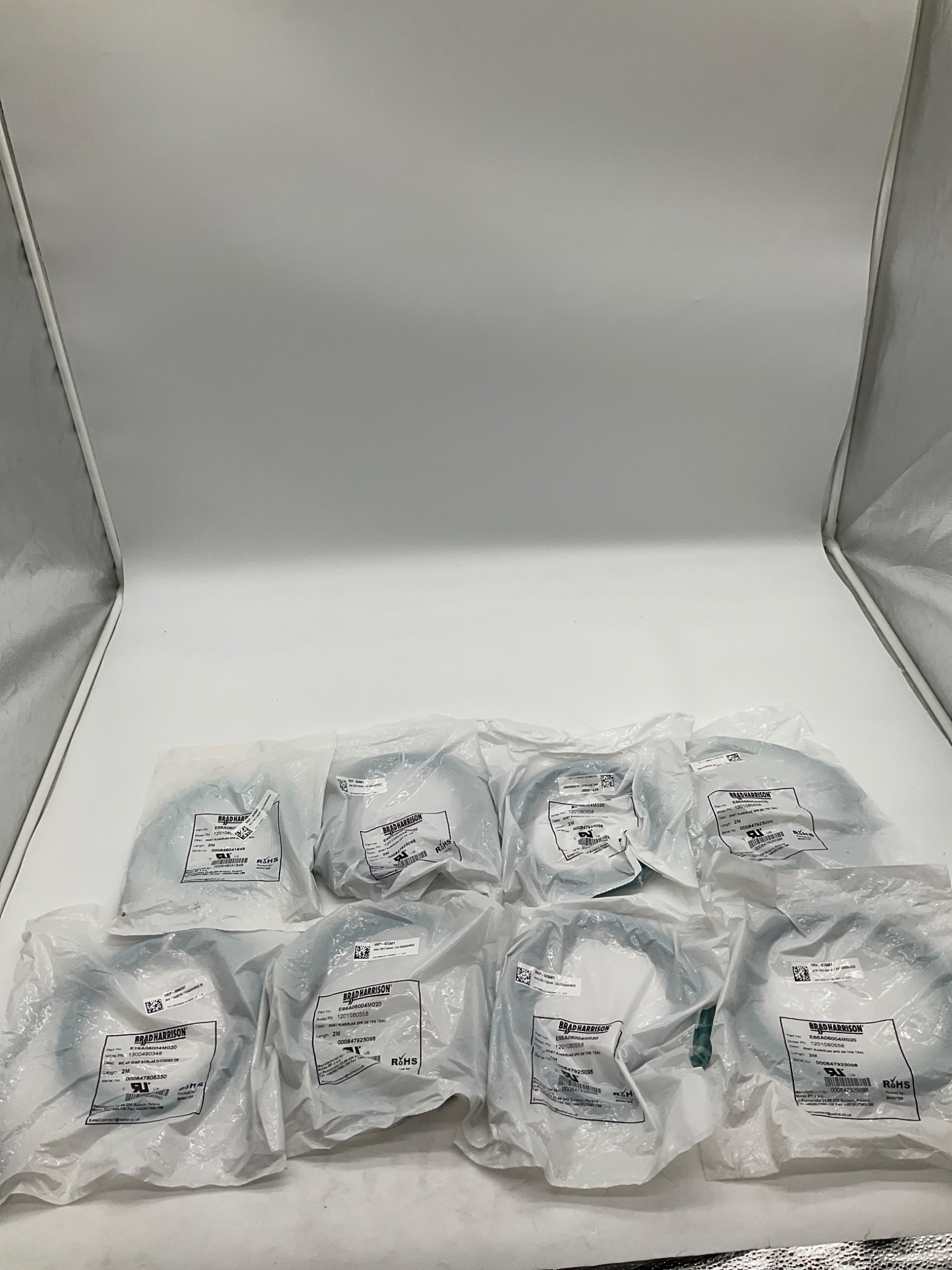 BRAD HARRISON E66A06004M020 RJ45 To RJ45 Ethernet Cordset 2M (Lot Of 8) NEW 0