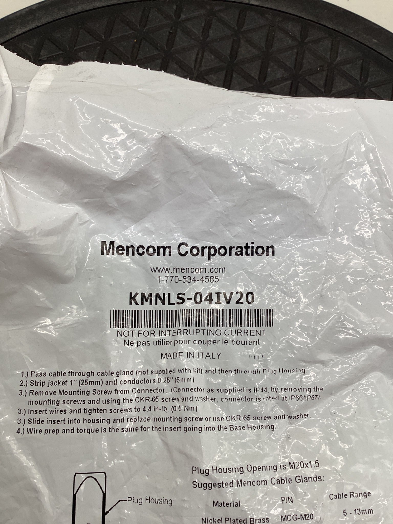 Mencom KMNLS-04IV20 Rectangular Connector Kit NEW 1