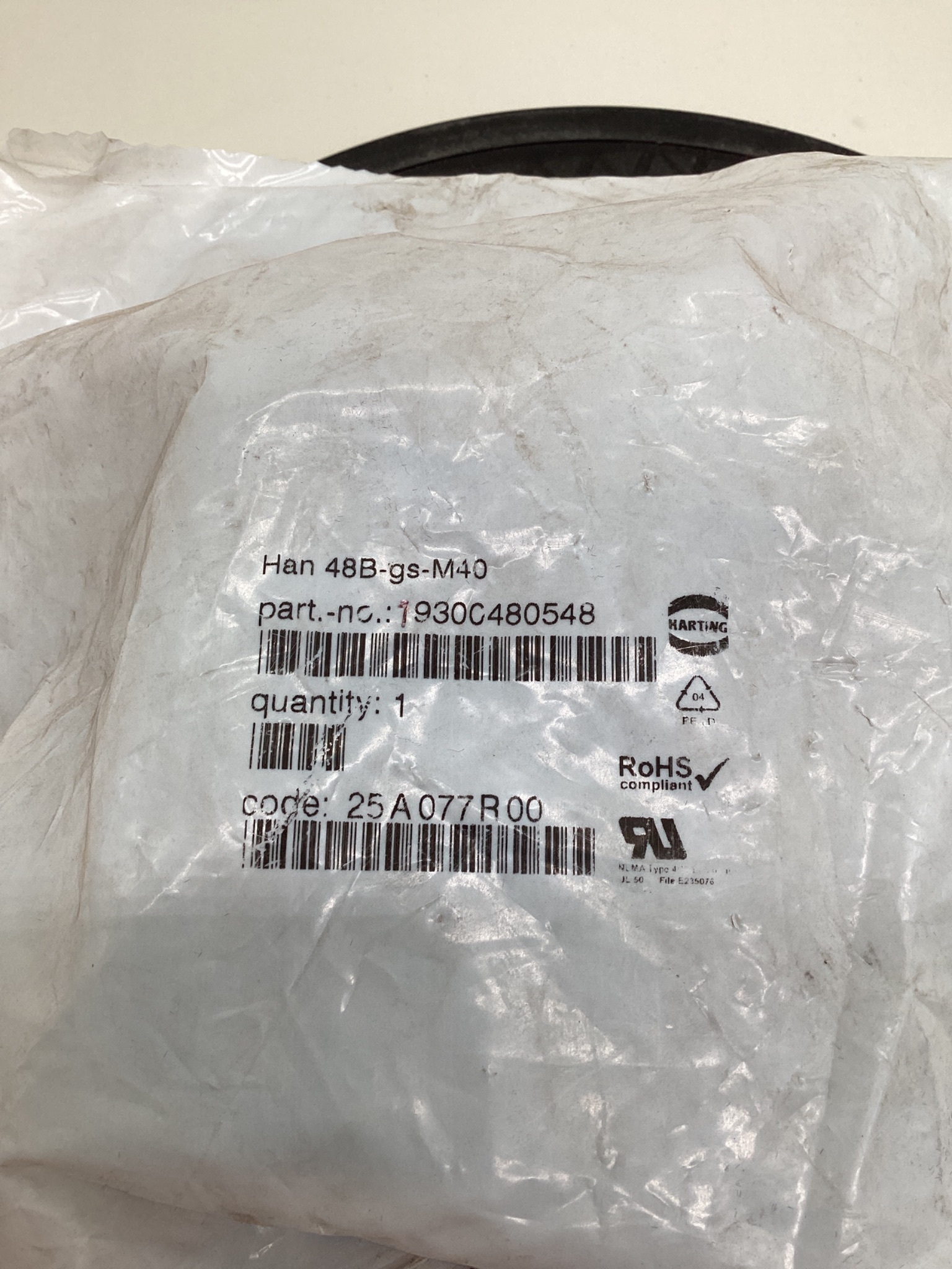 HARTING 19300480548 Han 48B M40 Connector Housing NEW 1