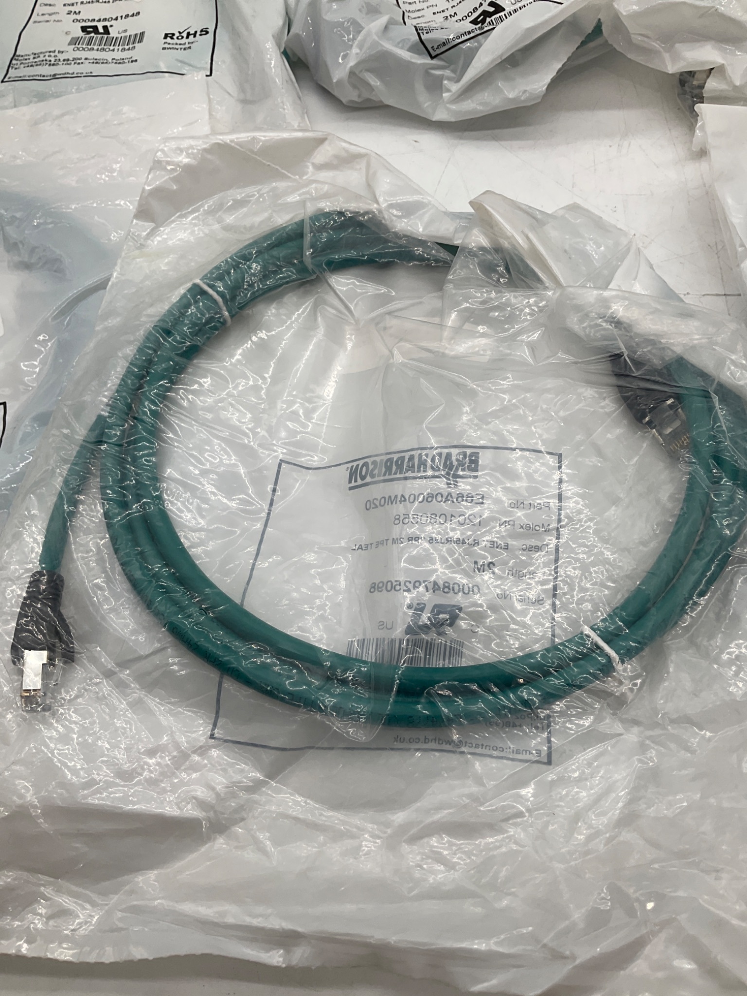 BRAD HARRISON E66A06004M020 RJ45 To RJ45 Ethernet Cordset 2M (Lot Of 8) NEW 2
