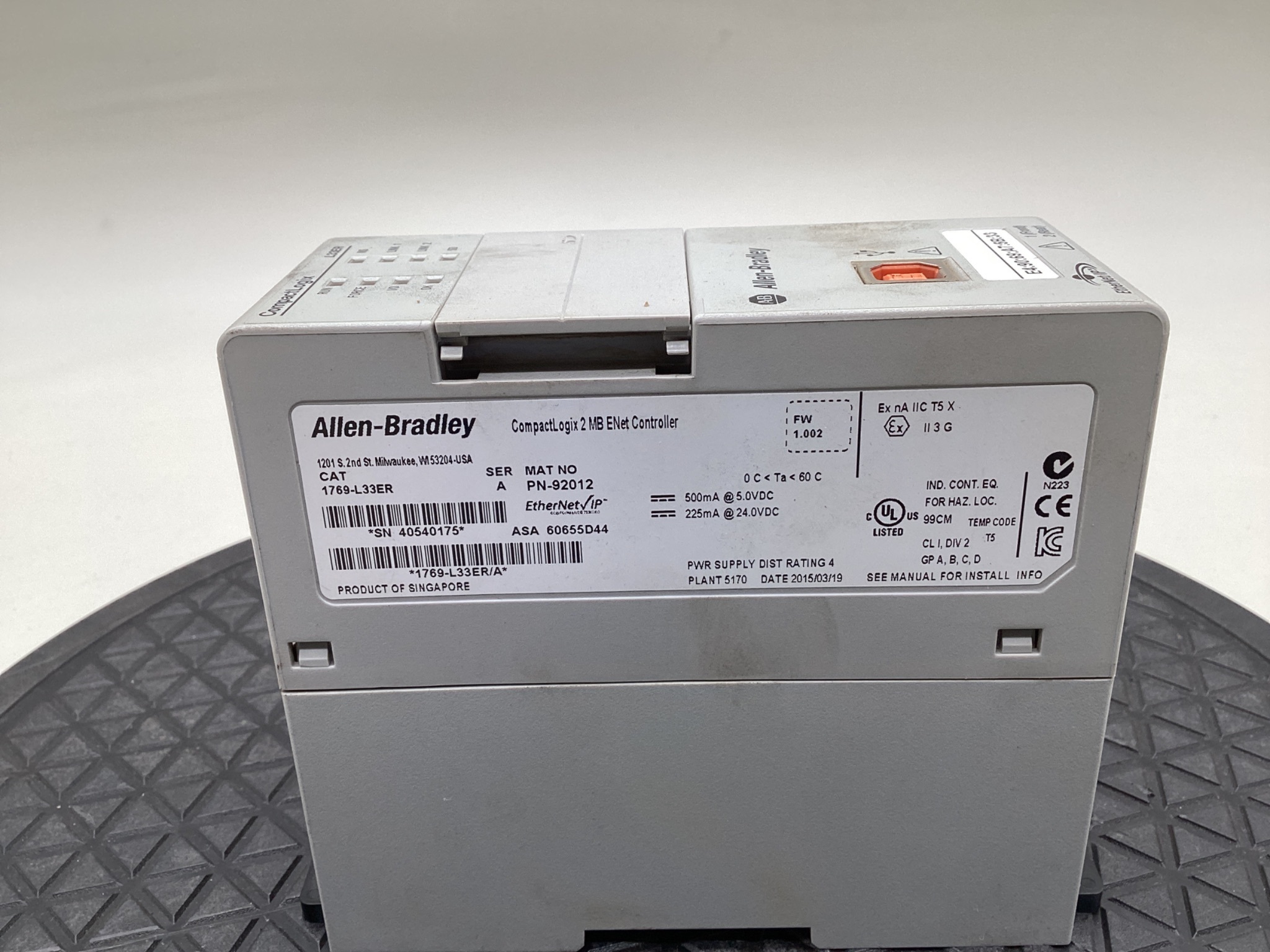 Allen-Bradley 1769-L33ER CompactLogix 5370 EtherNet/IP Controller USED 1