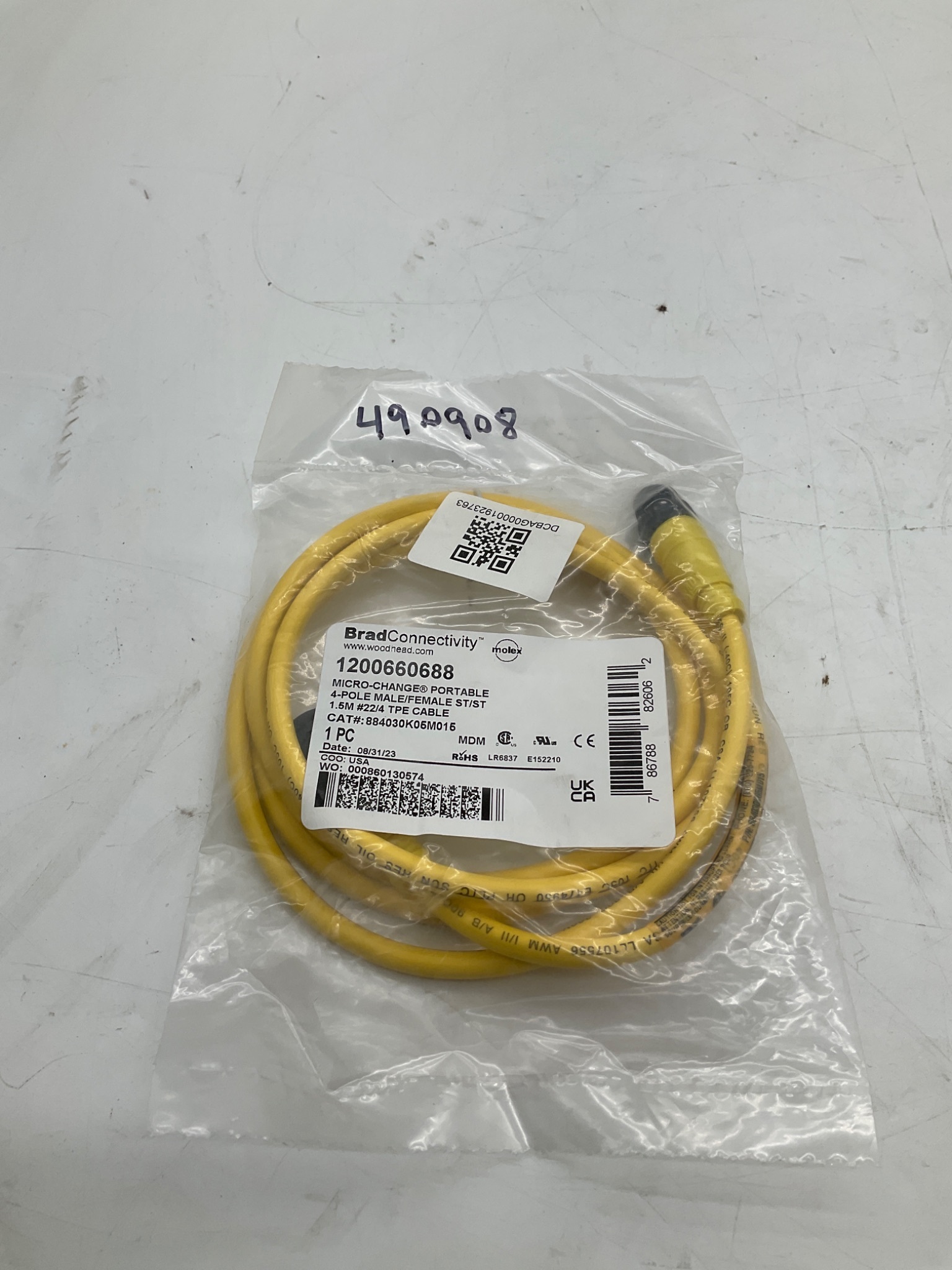 Brad Connectivity 1200660688 Micro-Change 4-Pole Male/Female 1.5M Cordset NEW 0