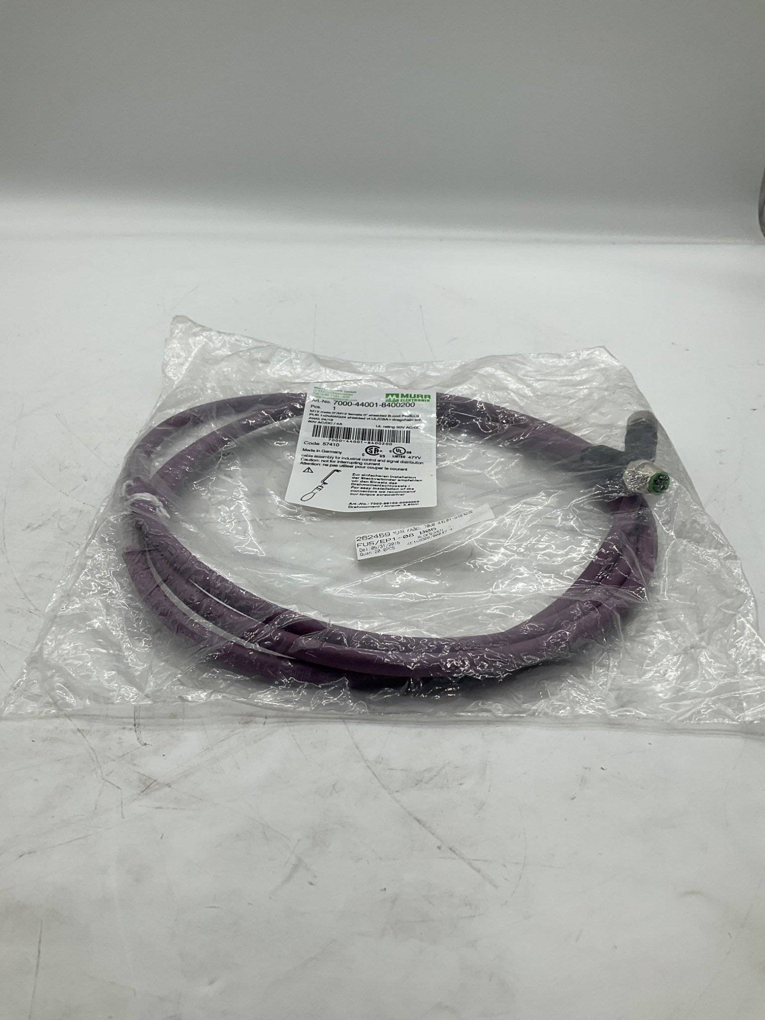 MURR ELEKTRONIK 7000-44001-8400200 M12 B-Coded Profibus Cable 2M NEW 3