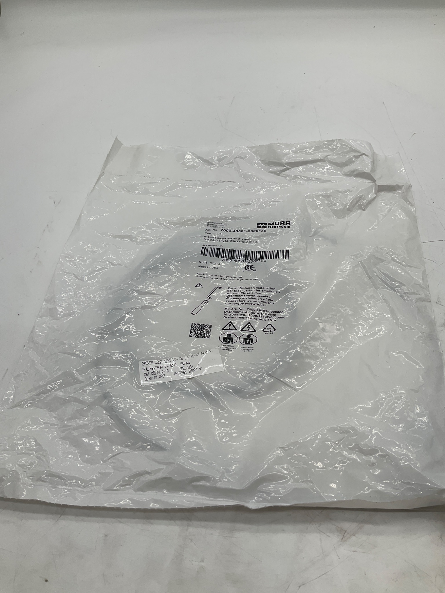 MURR ELEKTRONIK 7000-40561-2300150 M12 To M8 Sensor Actuator Cordset 1.5M NEW 0