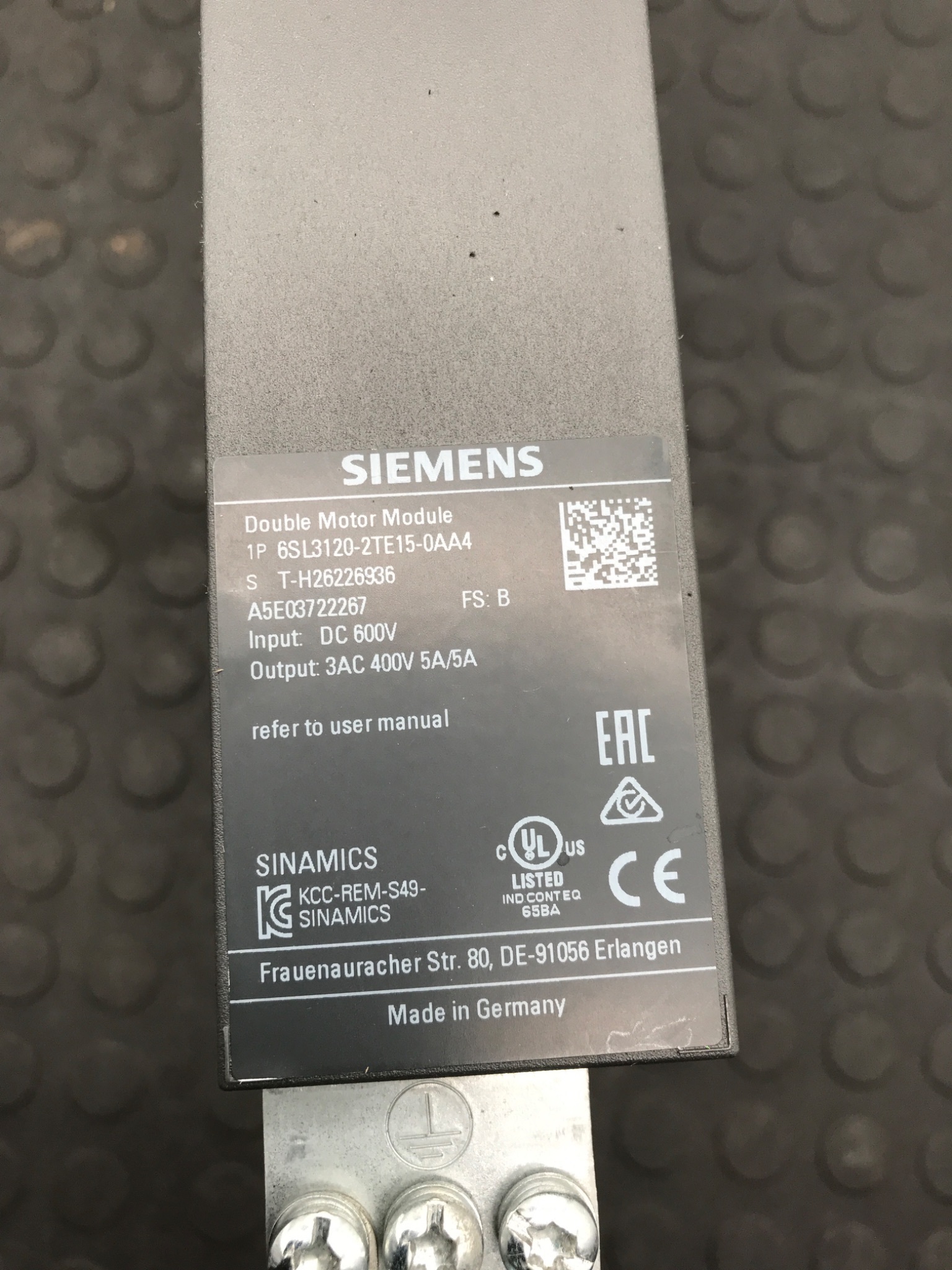 SIEMENS 6SL3120‑2TE13‑0AA4 SINAMICS Double Motor Module USED 3
