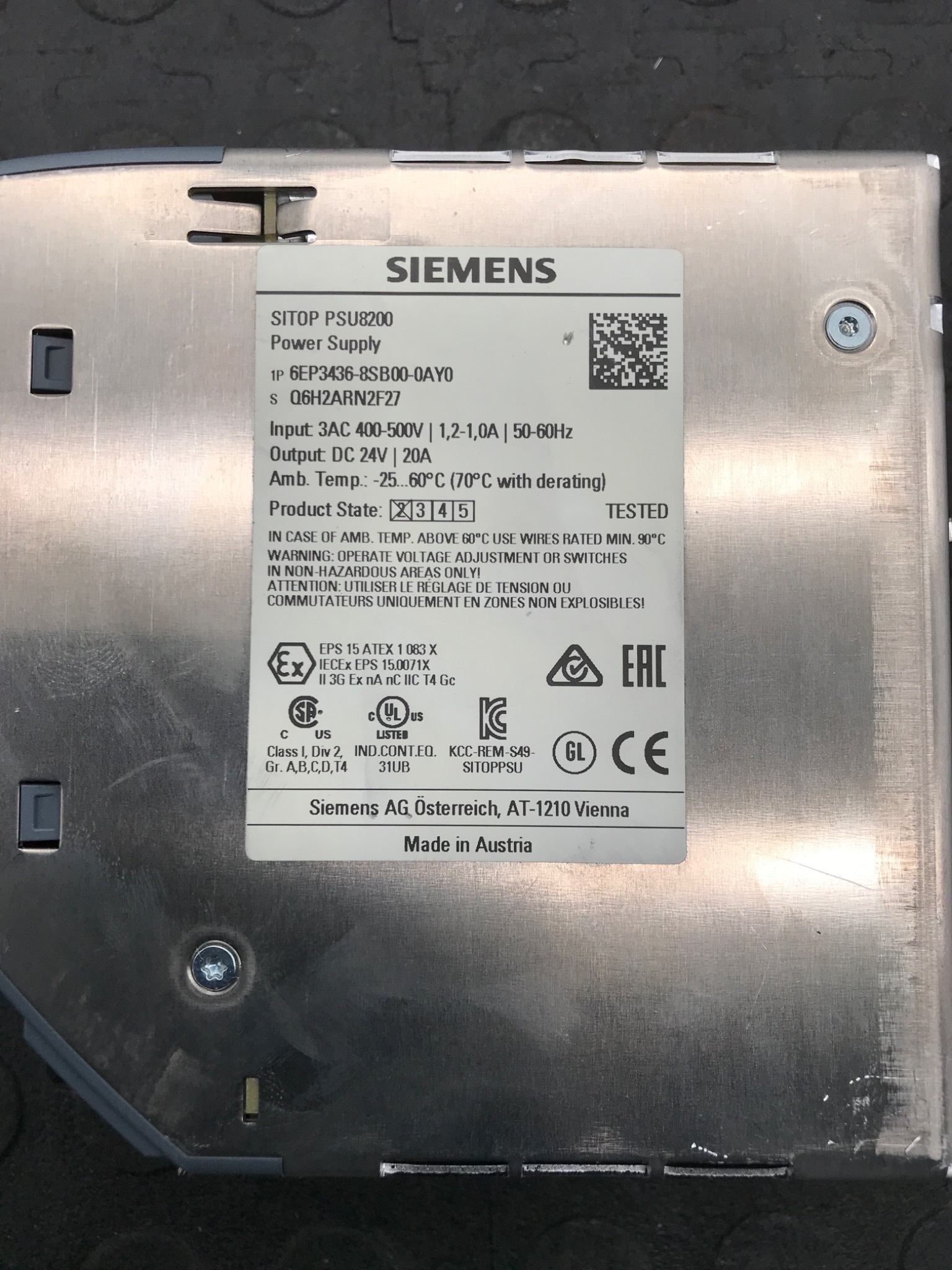 SIEMENS 6EP3436‑8SB00‑0AY0 SITOP PSU8200 Power Supply USED 3