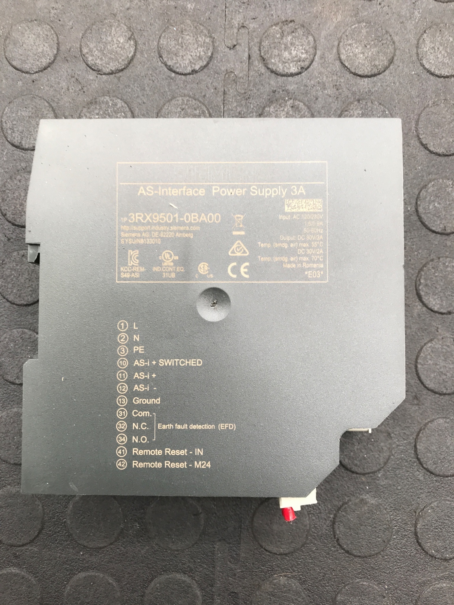 SIEMENS 3RX9501‑0BA00 AS‑i Power Supply 3A USED 3
