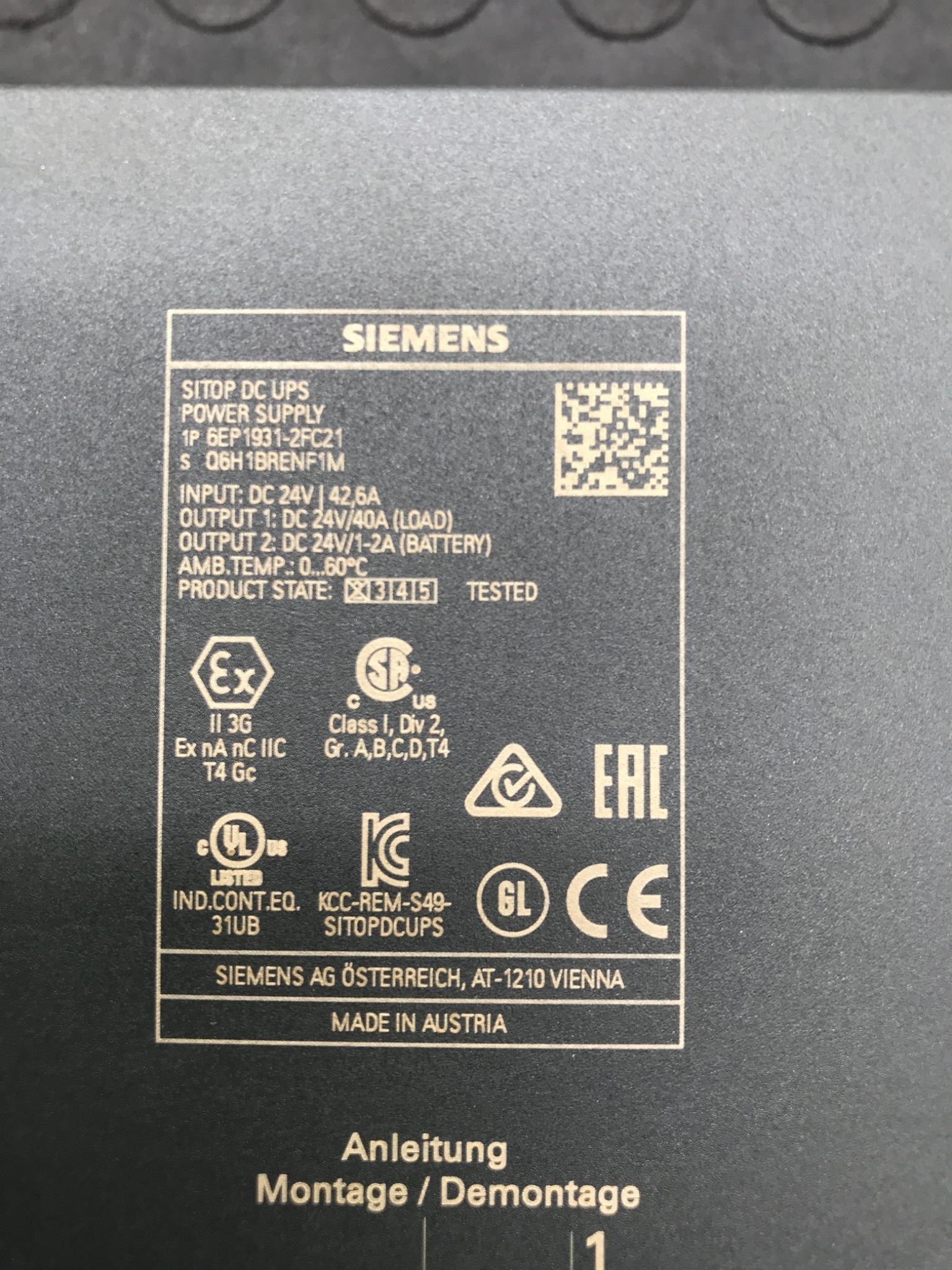 SIEMENS 6EP1931‑2FC21 SITOP DC UPS Power Supply USED 3