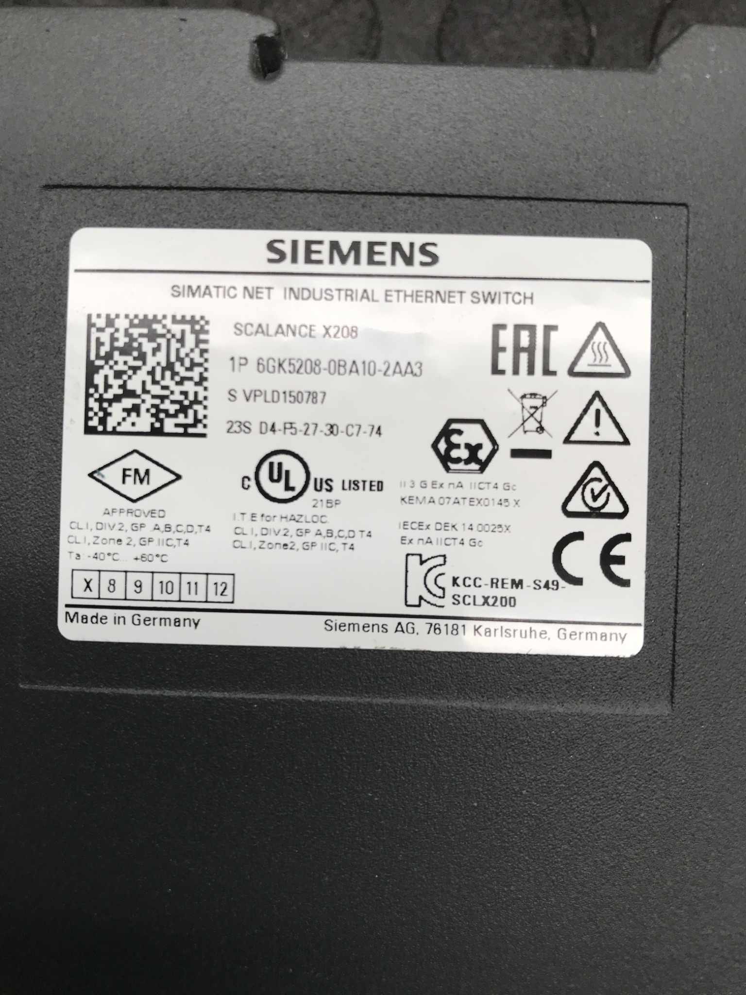 SIEMENS 6GK5208‑0BA10‑2AA3 SCALANCE X208 Ethernet Switch USED 2