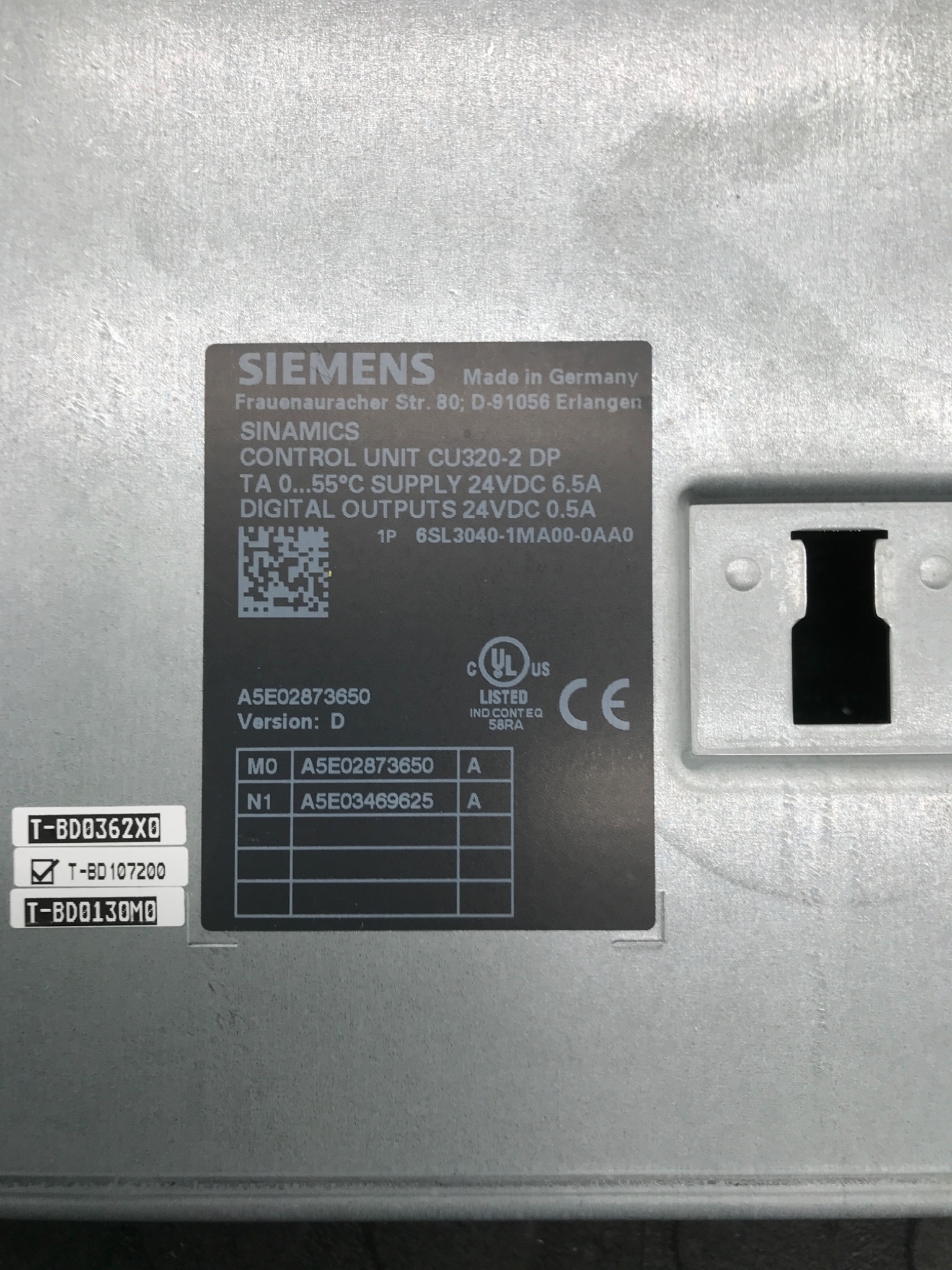 SIEMENS 6SL3040‑1MA00‑0AA0 SINAMICS CU320‑2 DP Control Unit USED 2