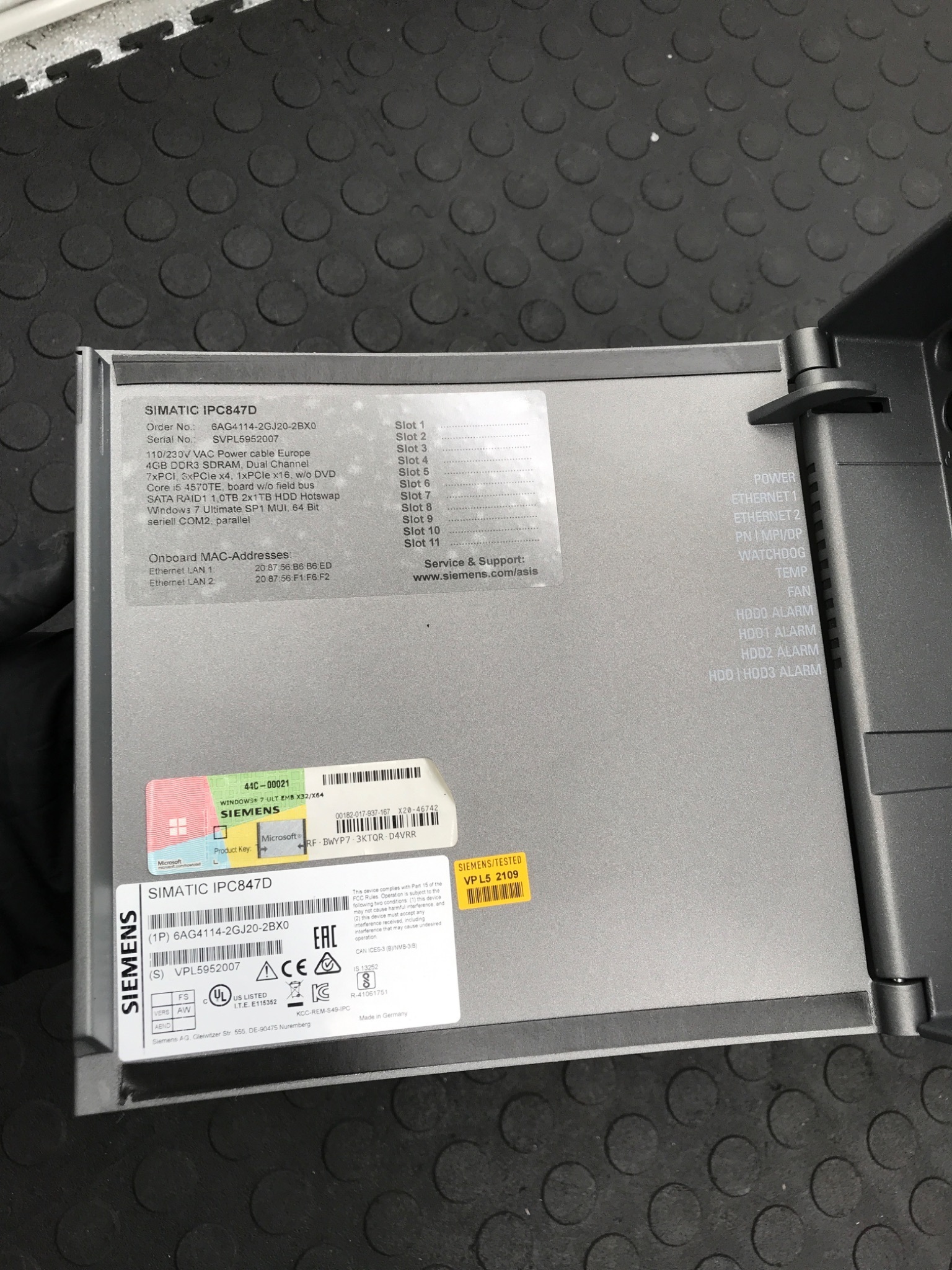 SIEMENS 6AG4114‑2GJ20‑2BX0 SIMATIC IPC847D Rack PC USED 4