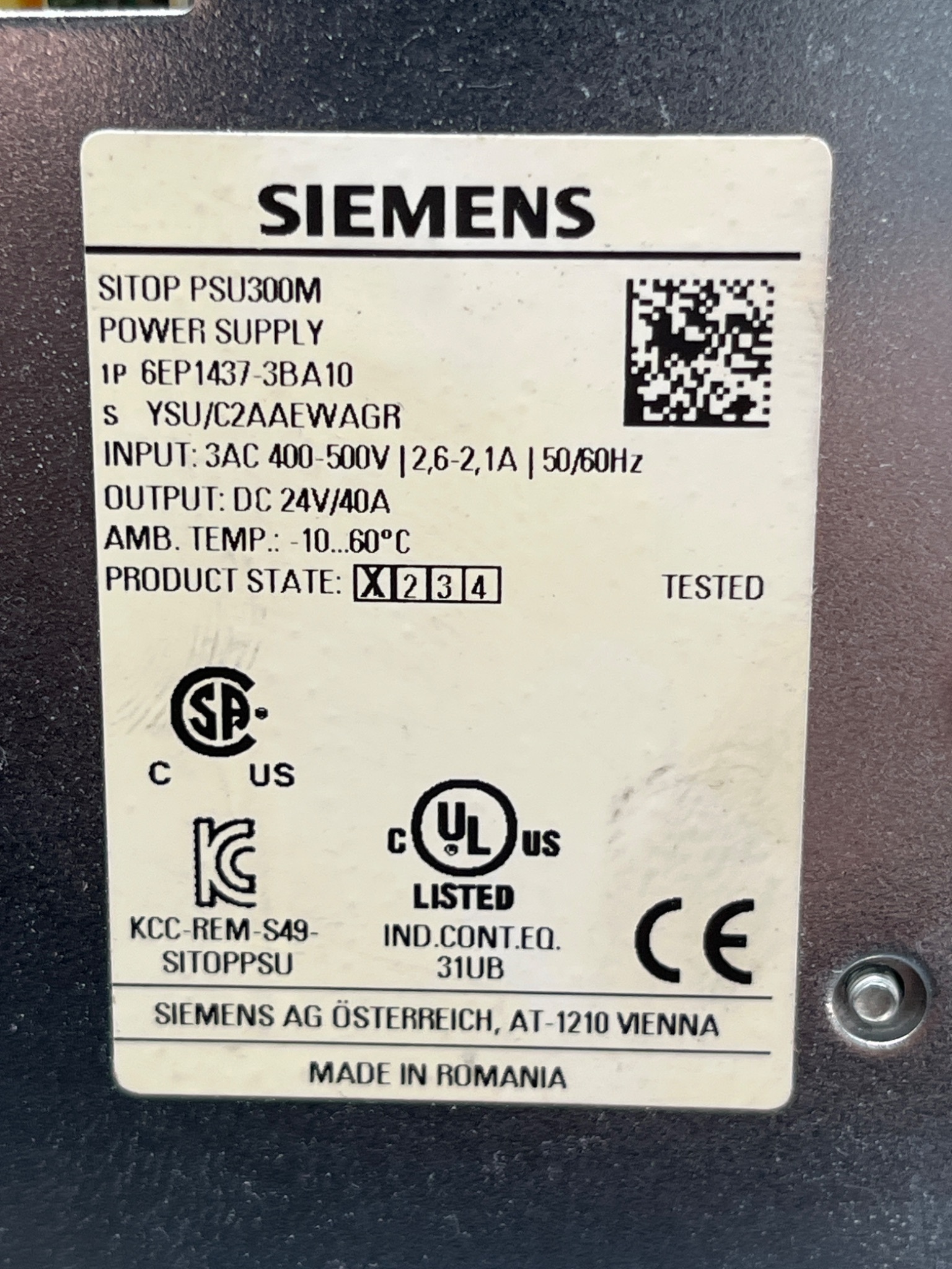 SIEMENS 6EP1437‑3BA10 SITOP PSU300M Power Supply USED 4